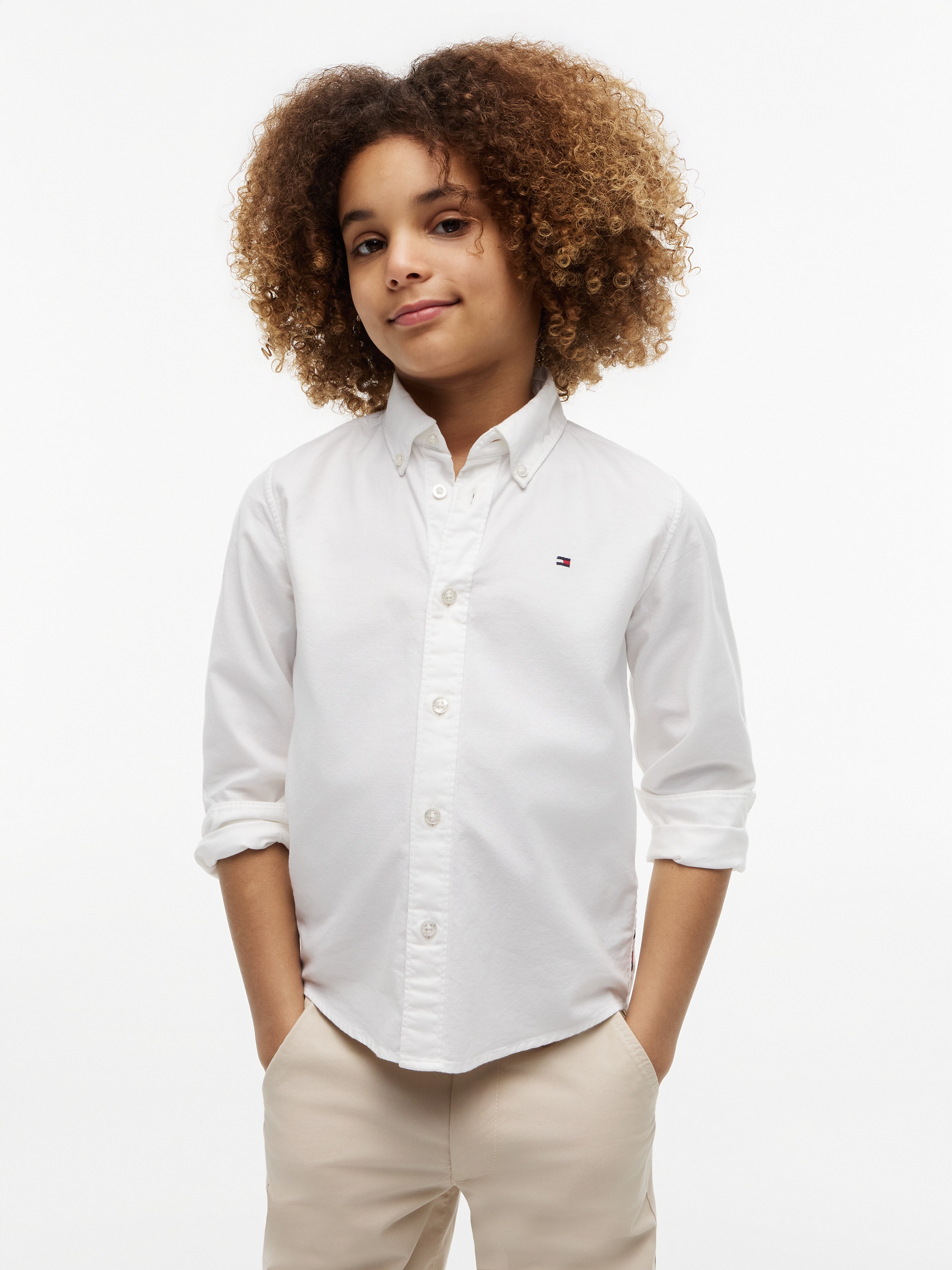 Image of Tommy Hilfiger Langarmhemd "FLAG OXFORD SHIRT" Kinder bis 16 Jahre mit Button-Down-Kragen