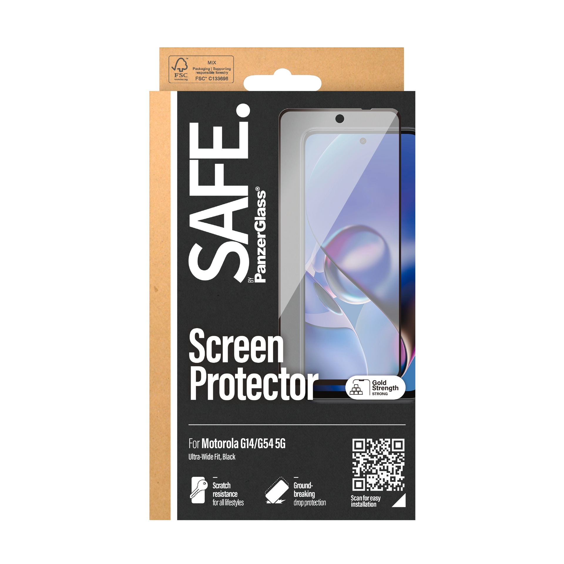 SAFE by PanzerGlass Displayschutzglas »Ultra-Wide Fit Screen Protector«, für Motorola G14 4G; Motorola G54 5G, Displayschutzfolie, Schutzfolie, Bildschirmschutz, kratz- & stossfest