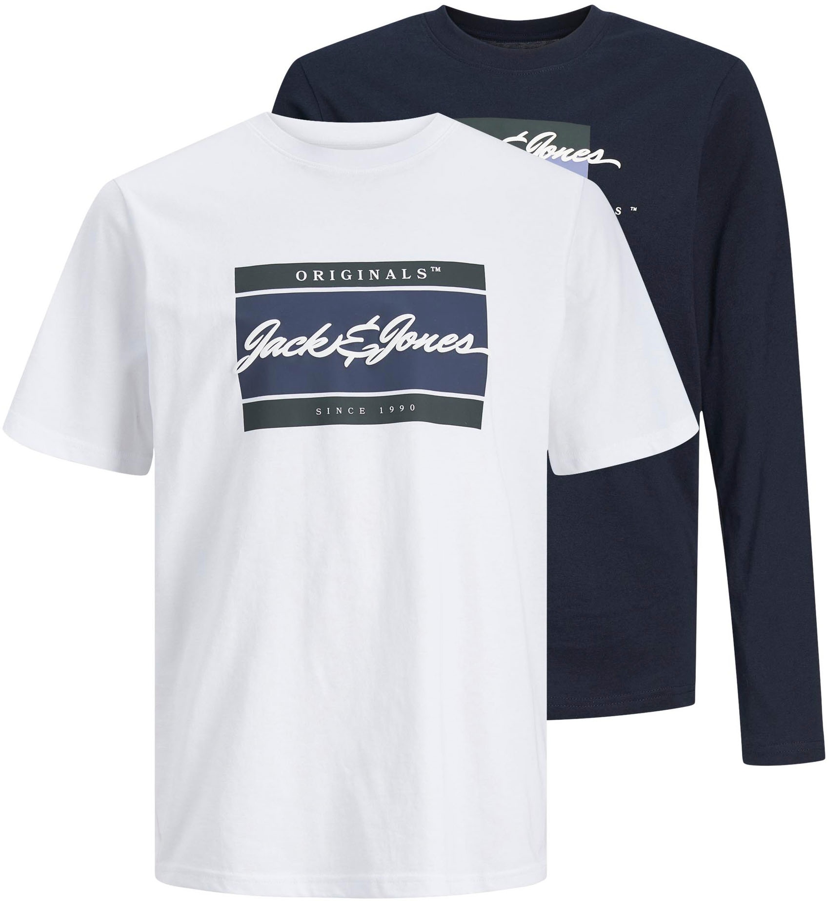 ♕ Jack & Jones Junior T-Shirt »JORWAYNE BRANDING TEE MIX 2PK MP JNR«, (Set, 2  tlg., T-Shirt und Langarmshirt) versandkostenfrei auf