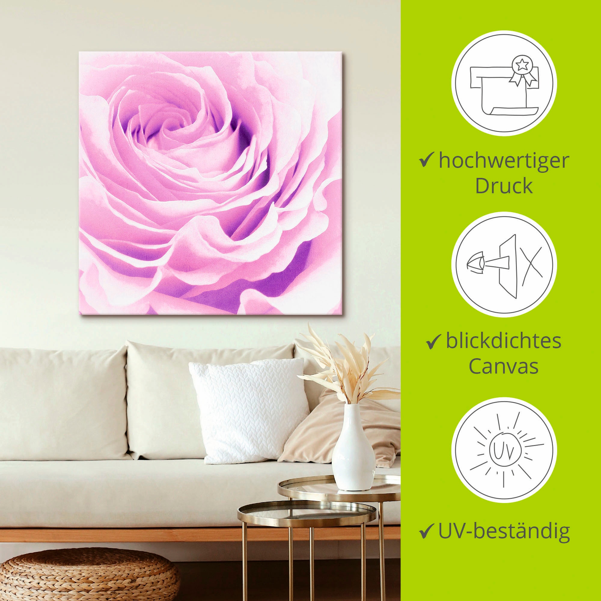 Artland Wandbild »Pastell Rose«, Blumen, (1 St.), als Leinwandbild, Poster, Wandaufkleber in verschied. Grössen