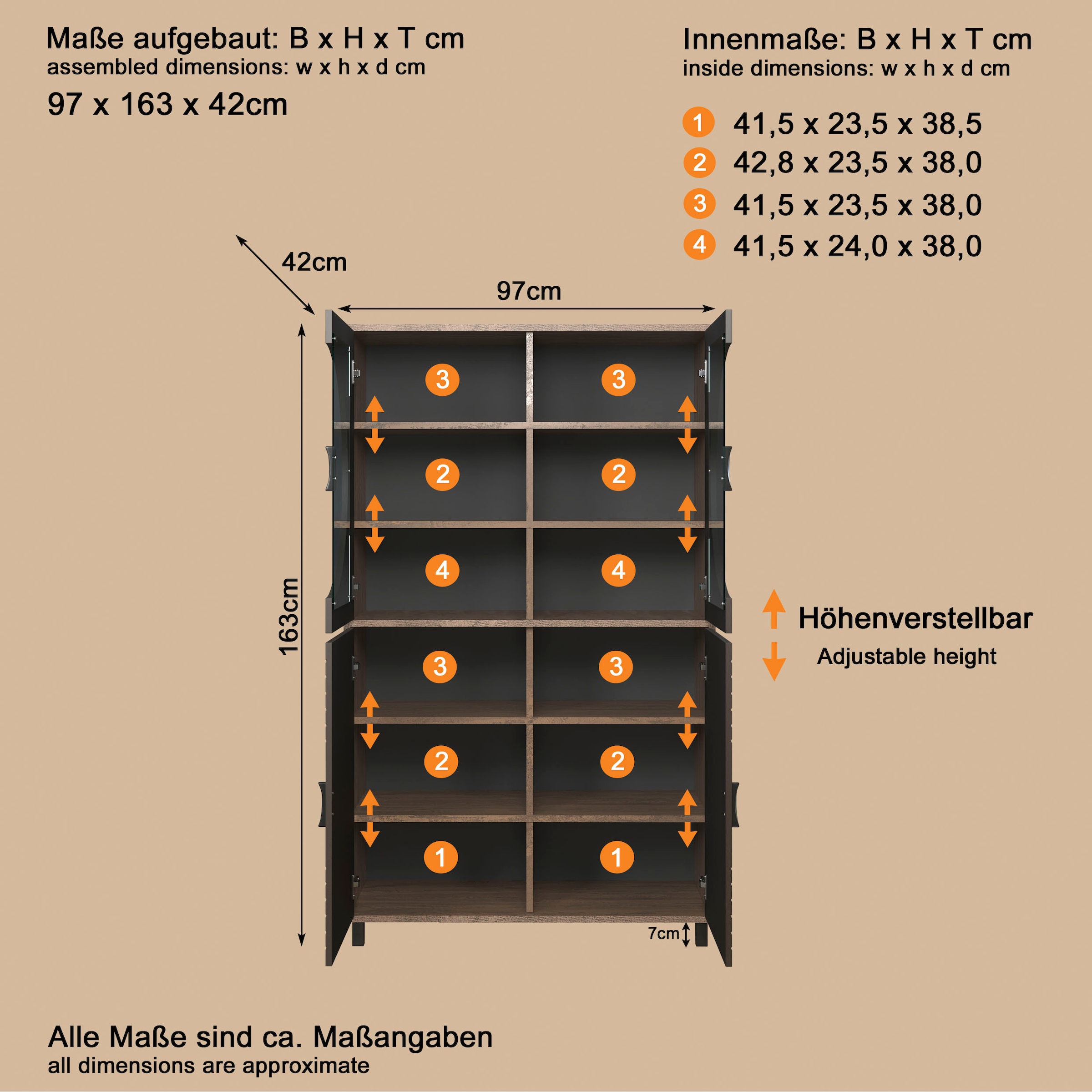 INOSIGN Hochkommode »Fusion« 1 Stk. tlg. Vitrine mit besonderem Kreismuster - Hochzeitsschrank in Vintageoptik