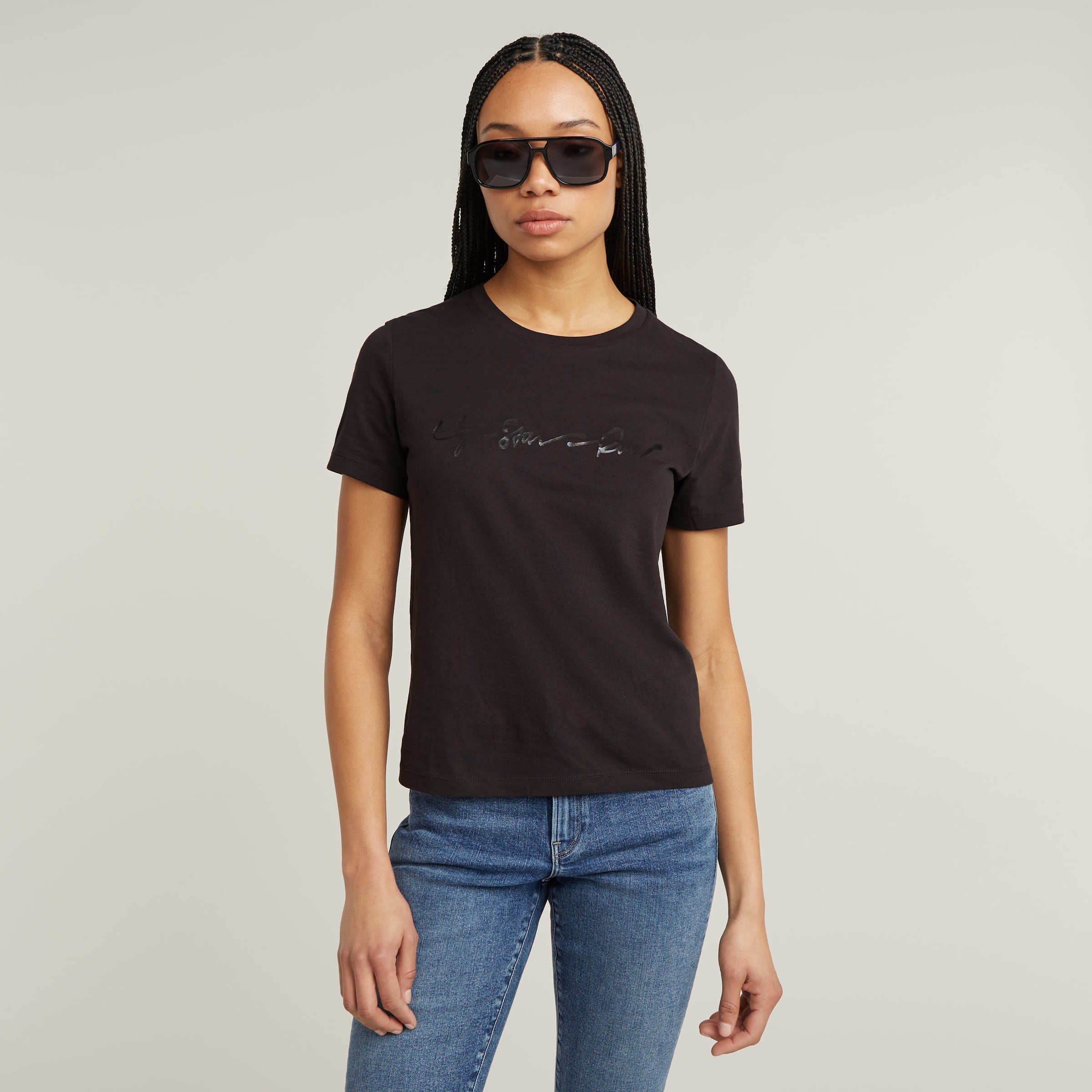 Image of G-STAR T-Shirt "G-Script Shiny R" mit Ton-in-Ton Schriftzug