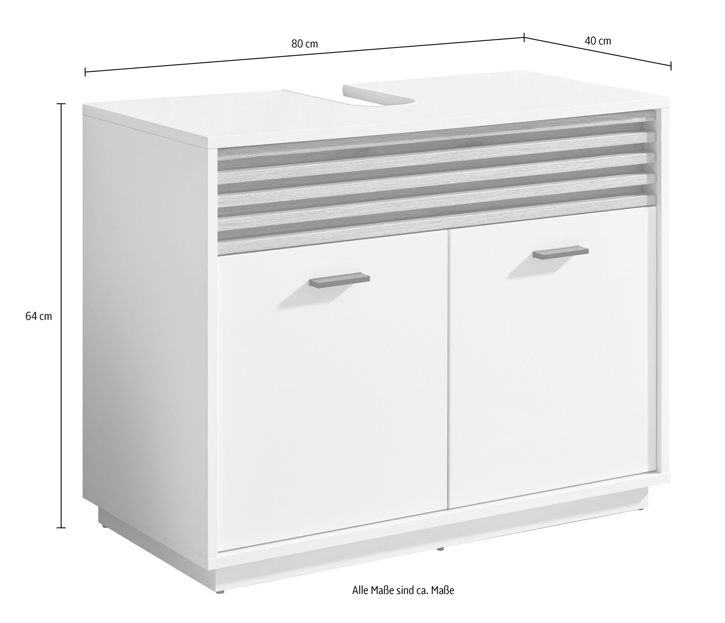 BASIC by Balculina Armoire sous lavabo »Liguria B/H/T 80x64x40 cm« 1 cuis tlg. Largeur 80cm, tiroir sous plan, FSC-Mix 70%