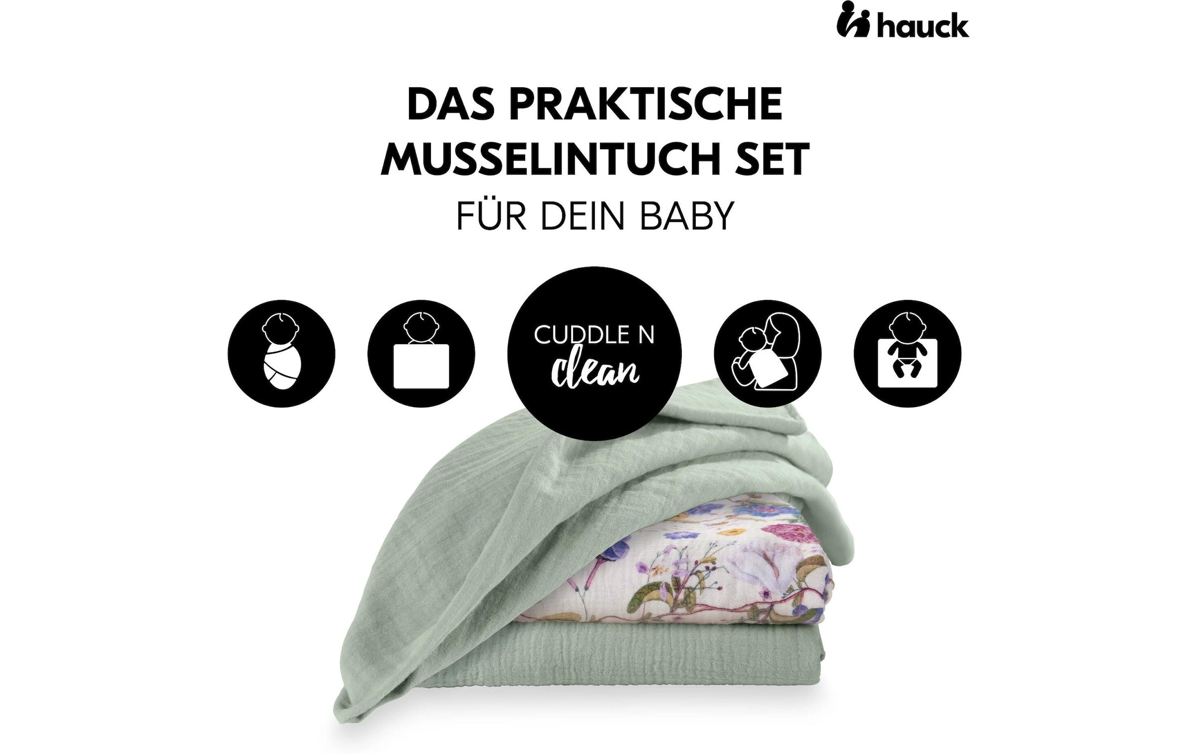 Hauck Doudou »Cuddle N Clean 3Set Sage-Beige-Floral« 3 tlg.