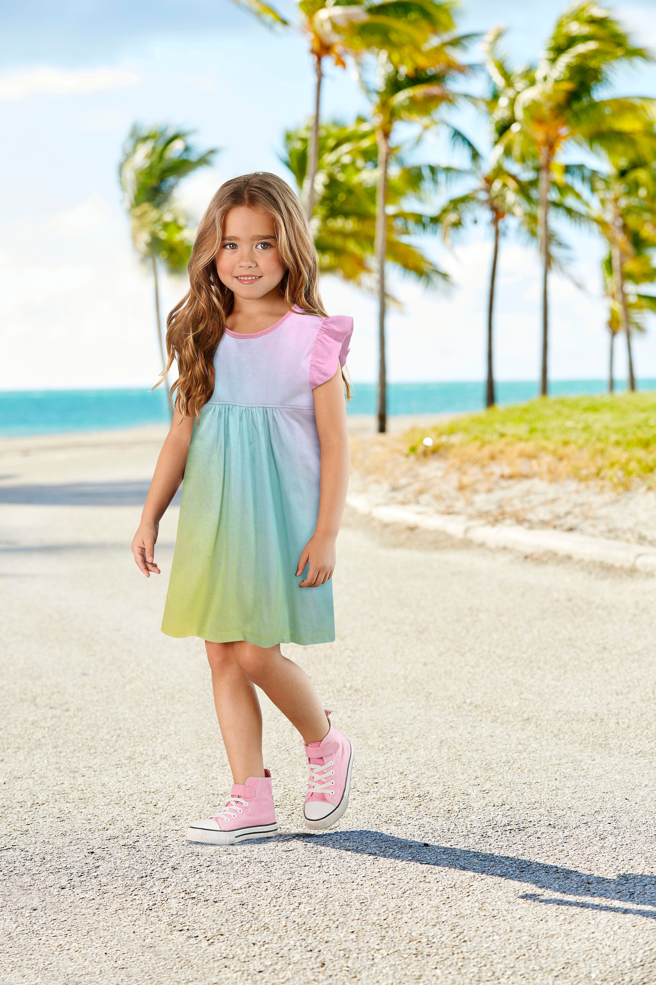 bestellen Mädchen«, kleine Flügelärmeln kleinen Modische mit KIDSWORLD Jerseykleid »für versandkostenfrei