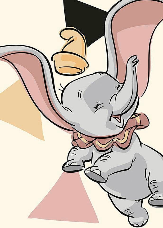 Image of Komar Bild "Dumbo Angles" Disney 1 Stk. tlg. Wandbild zur Dekoration im Kinderzimmer - ohne Rahmen