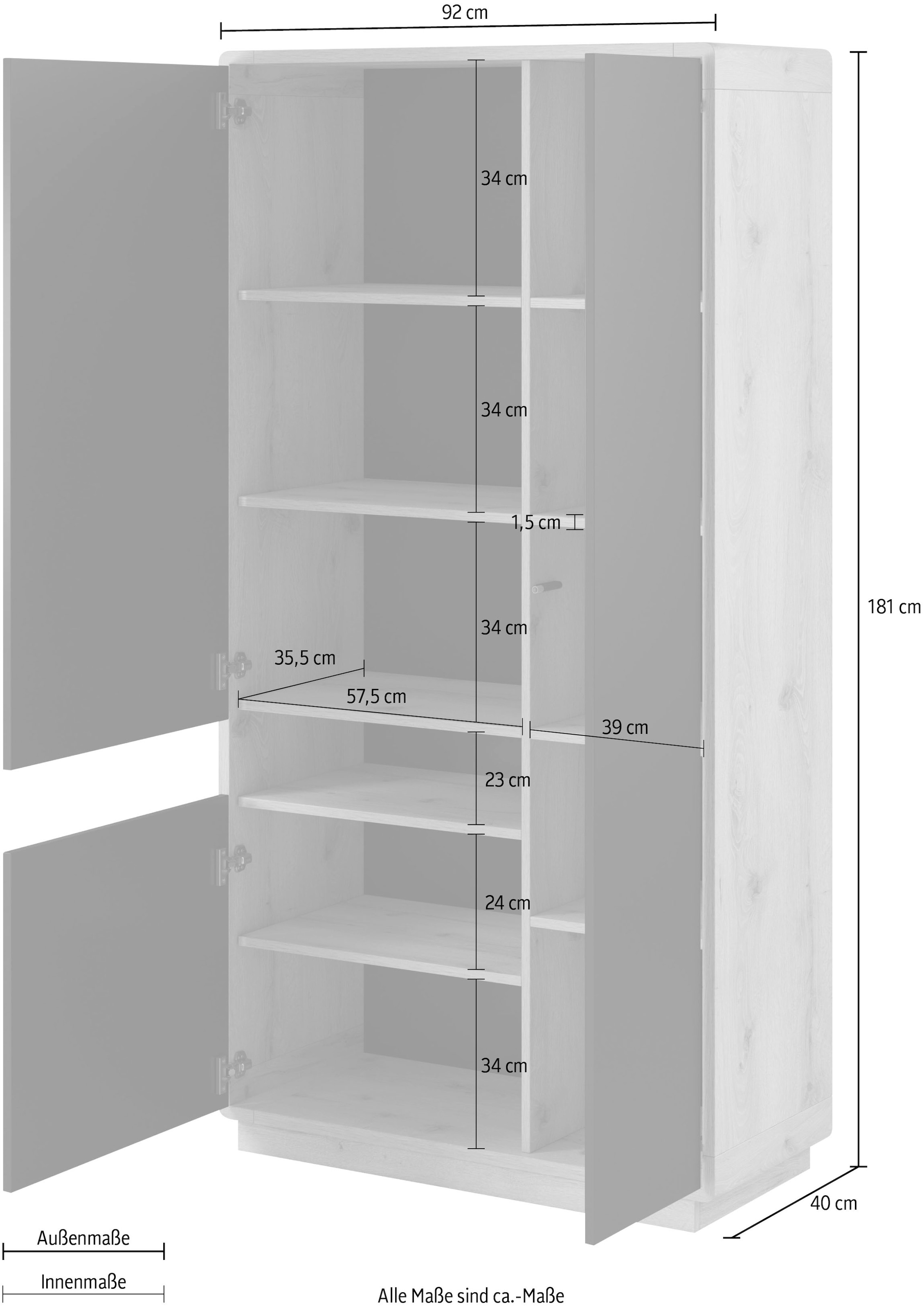 Helvetia Vitrine »ASTON«, Höhe 181 cm