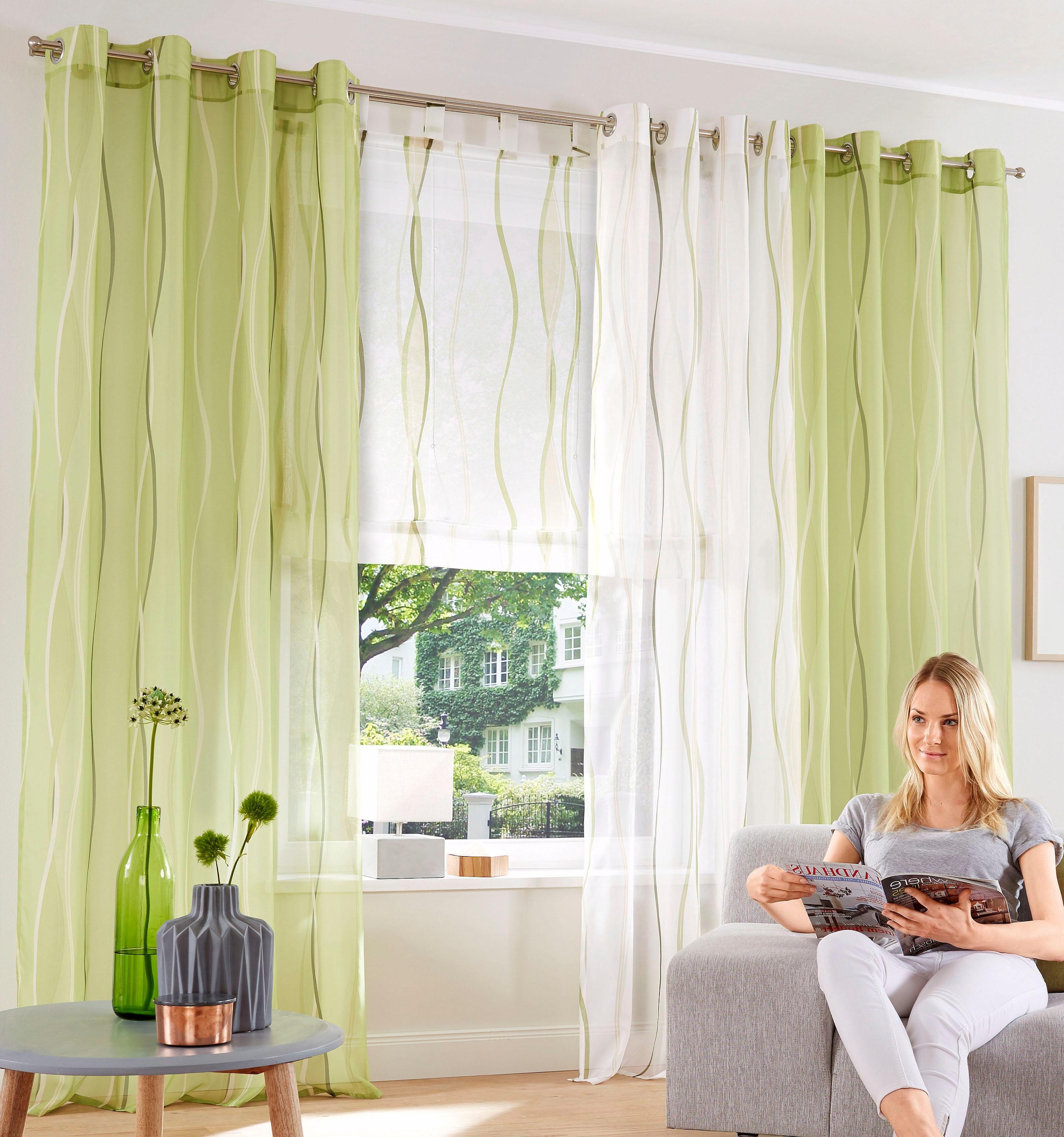 Transparent, Voile, Raffrollo Schlaufen, mit home my kaufen günstig »Dimona«, Polyester