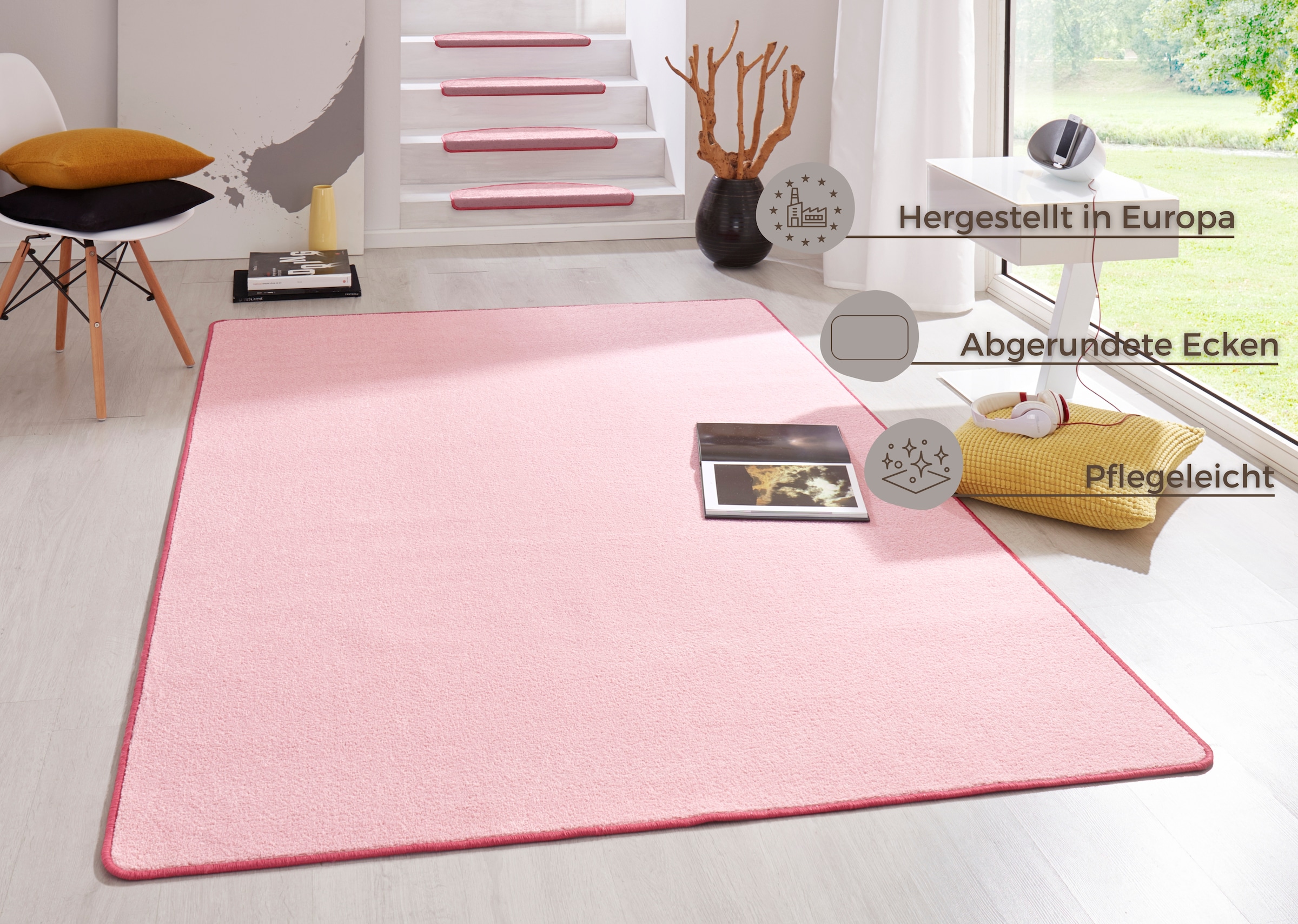 HANSE Home Teppich »Fancy«, rechteckig, 7 mm Höhe, Kurzflor, Läufer, uni, gekettelt, Wohnzimmer, Schlafzimmer, Esszimmer