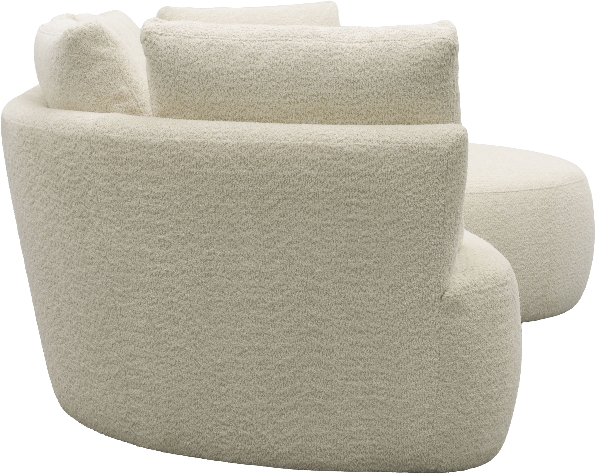 DOMO collection Canapé d'angle »Lumin, B/T: 267/170 cm, abgerunde Form, charmantes Design, cozy chic« Équipé de ressorts ensachés et de 5 coussins dorsaux