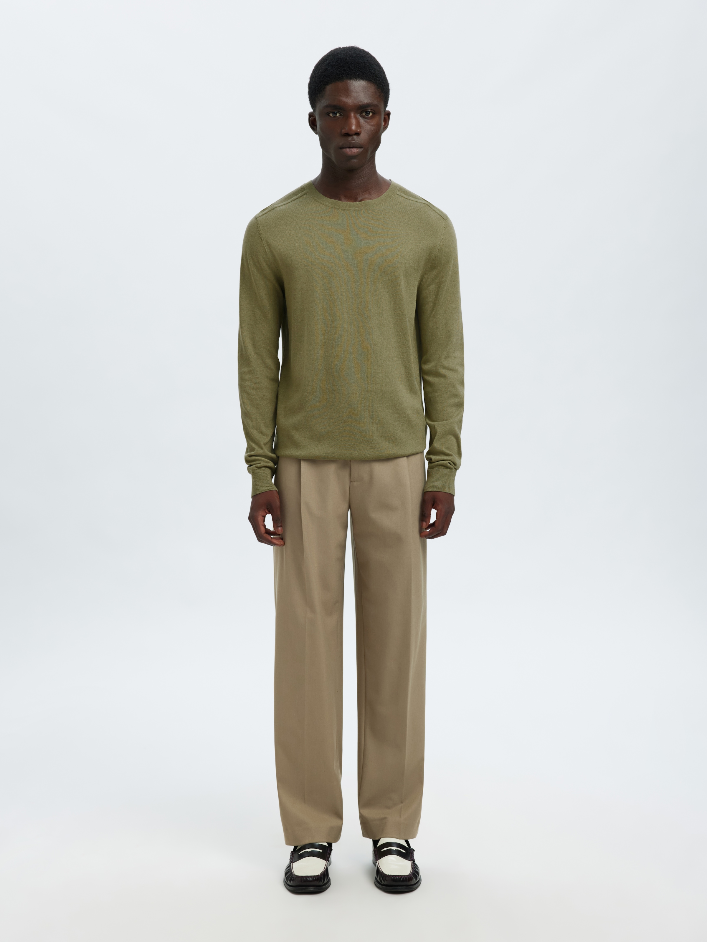 SELECTED Pull à col rond »SLHBERG CREW NECK NOOS« coton, coupe régulière