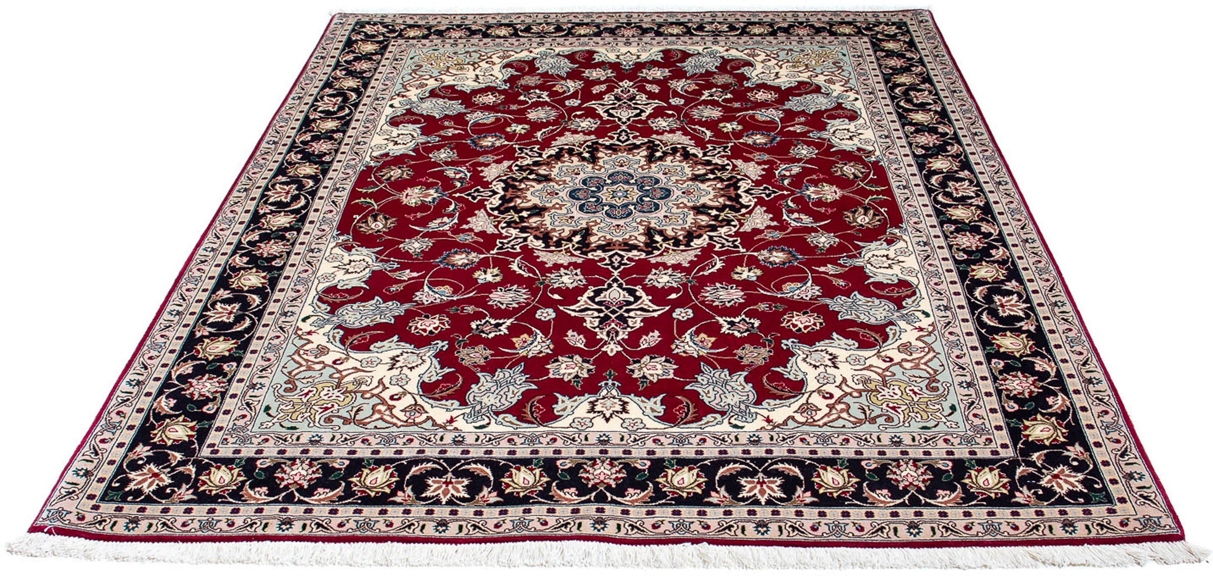 Image of morgenland Orientteppich »Perser - Täbriz - Royal - 197 x 153 cm - dunkelrot«, rechteckig, 7 mm Höhe, Wohnzimmer, Handgeknüpft, Einzelstück mit Zertifikat bei Ackermann Versand Schweiz