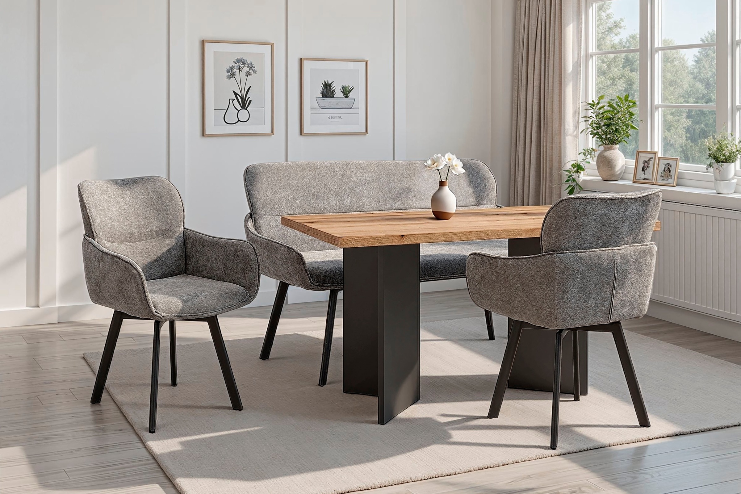 byLIVING Sitzbank »Rico« 1 Stk. tlg. gemütliche Esszimmerbank in 140 oder 160cm, hochwertiger Stoffbezug