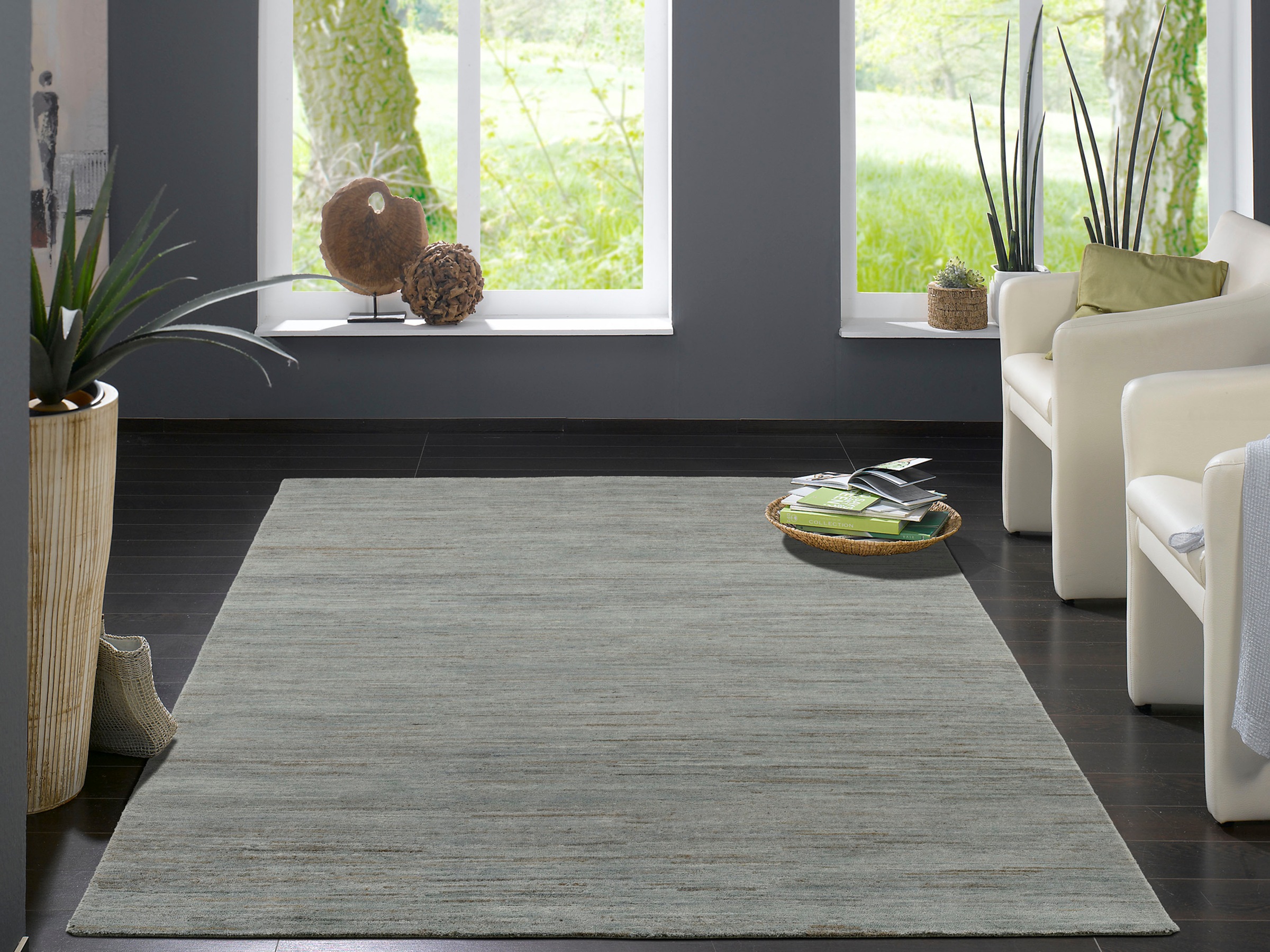 OCI DIE TEPPICHMARKE Teppich »HIMALI UNI«, rechteckig, 5 mm Höhe, handgeknüpft, hochwertige Wolle, fusswarm, Wohnzimmer