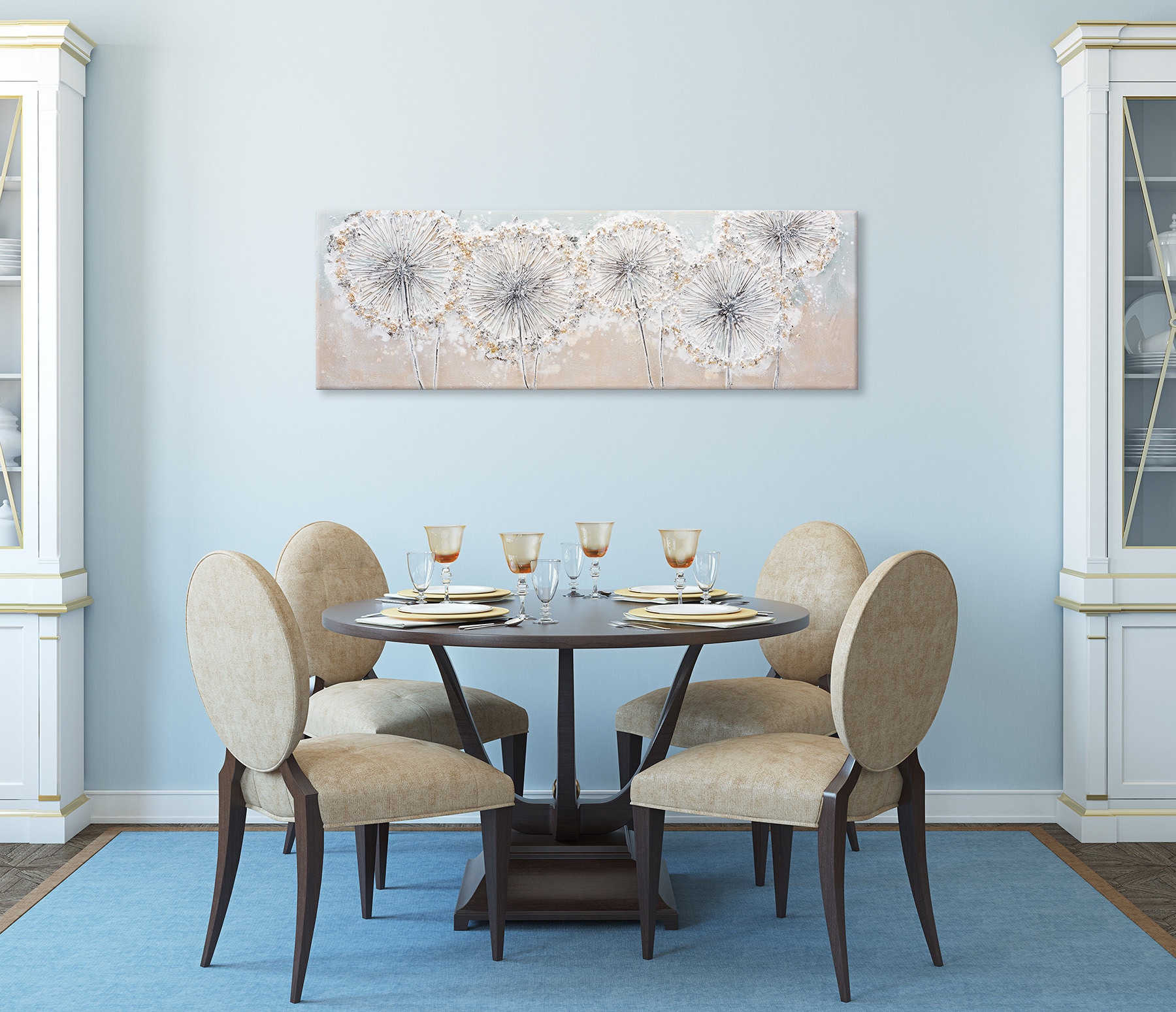 Bönninghoff Ölgemälde »handarbeit PUSTEBLUMEN 40x120 cm – Wandbild Kunst Deko« Blumen 1 Stk. tlg. handgefertigt, jedes Bild ein Unikat