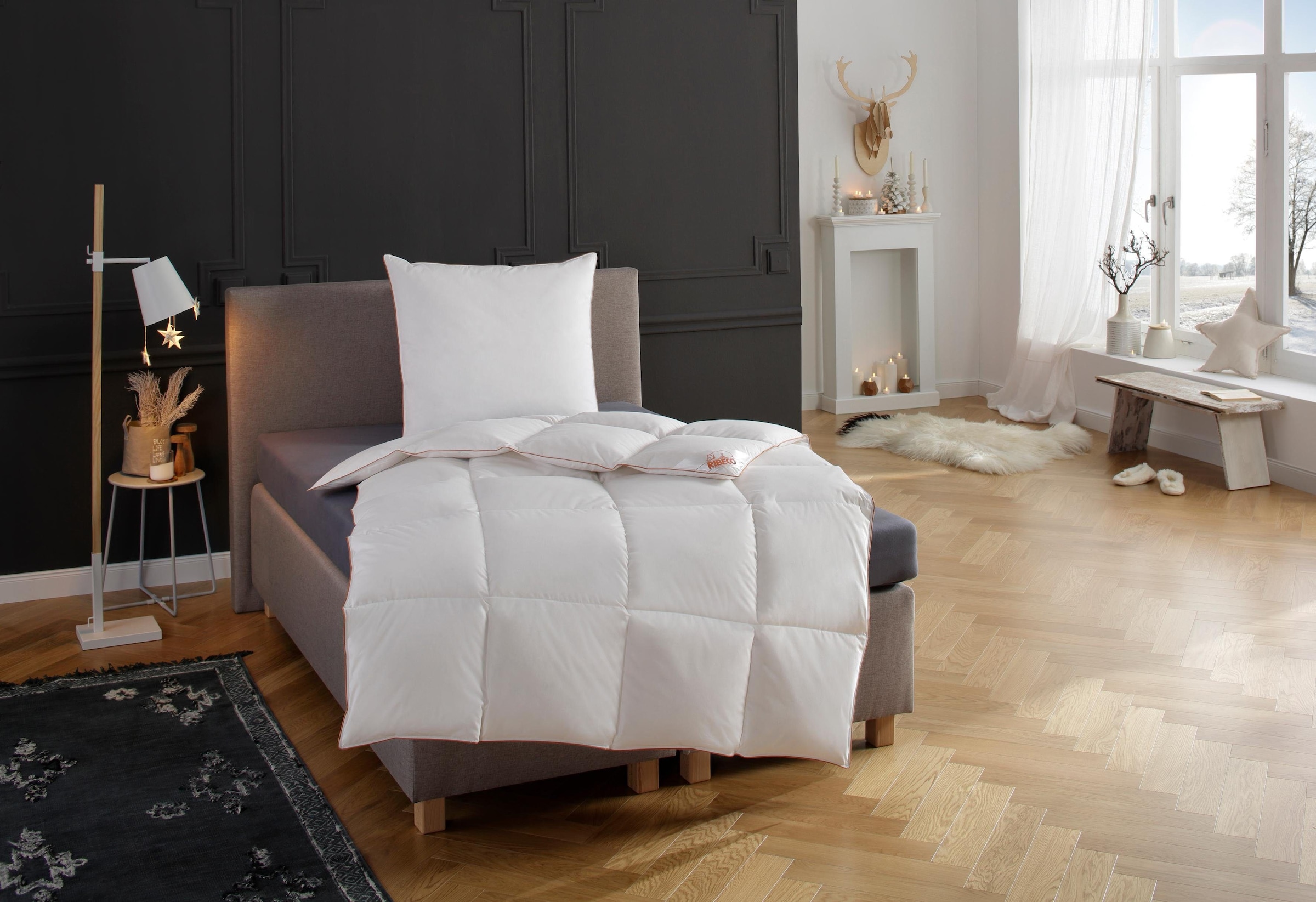 Image of RIBECO Gänsedaunenbettdecke "Kalle" extrawarm Füllung Gänsedaunen & -federn 1 Stk. tlg. pflegeleicht