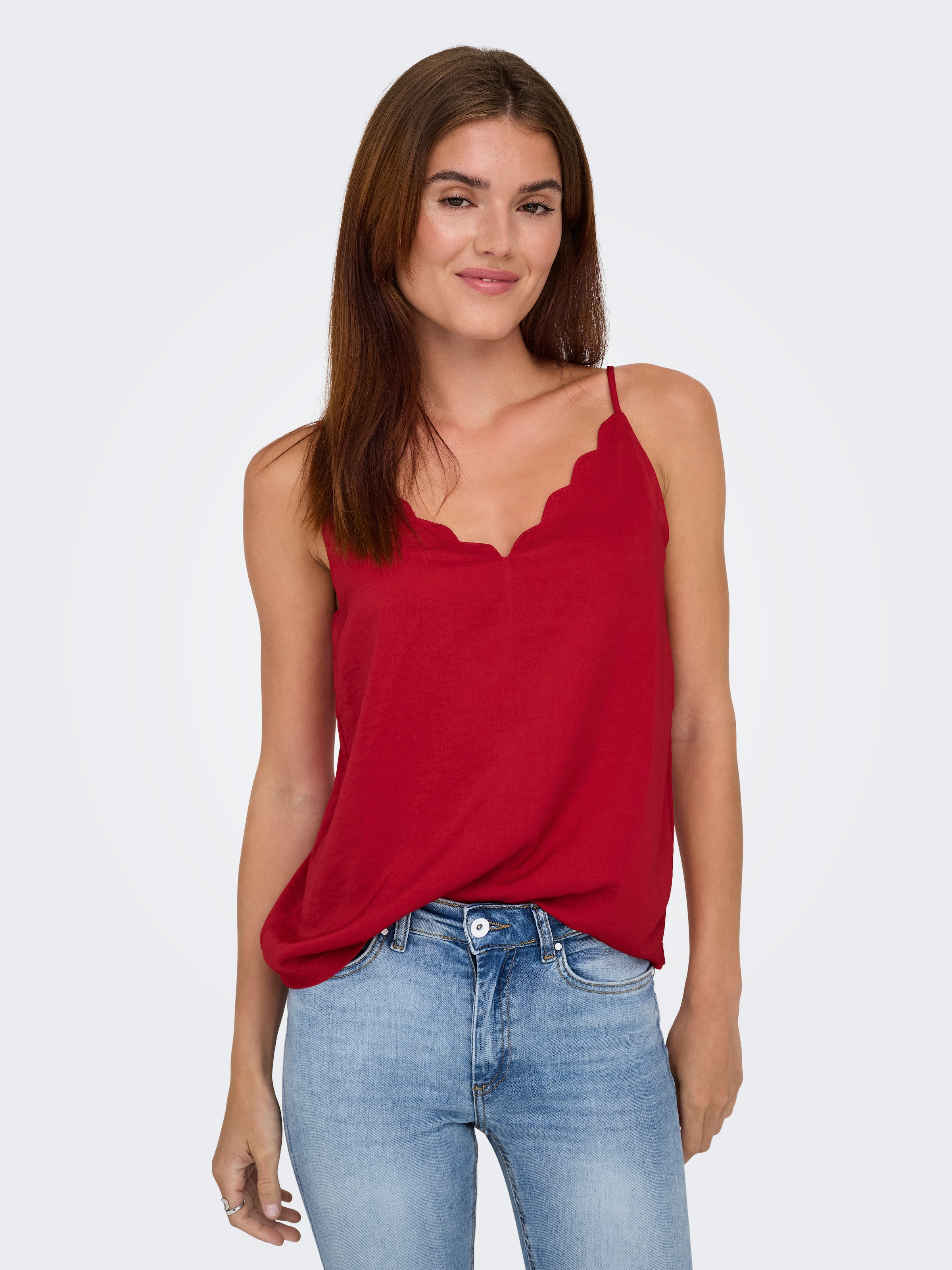 ONLY Top à bretelles spaghetti »ONLDEBBIE SINGLET NOOS WVN« fibre synthétique, coupe régulière, col rond