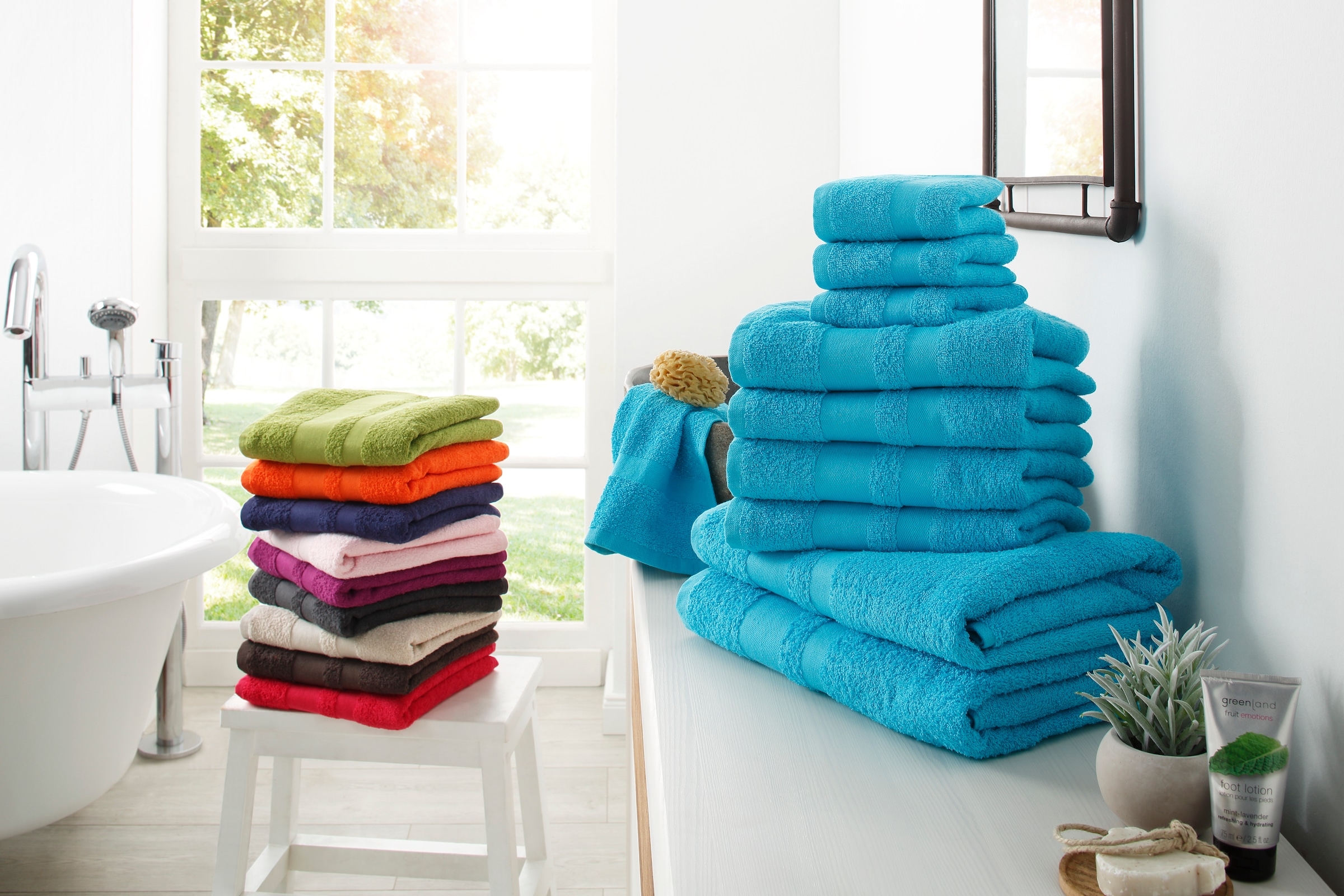 my home Handtuch Set »Vanessa«, Set, 10 tlg., Walkfrottee, Handtücher mit  Bordüre, einfarbiges Handtuch-Set aus 100% Baumwolle versandkostenfrei auf
