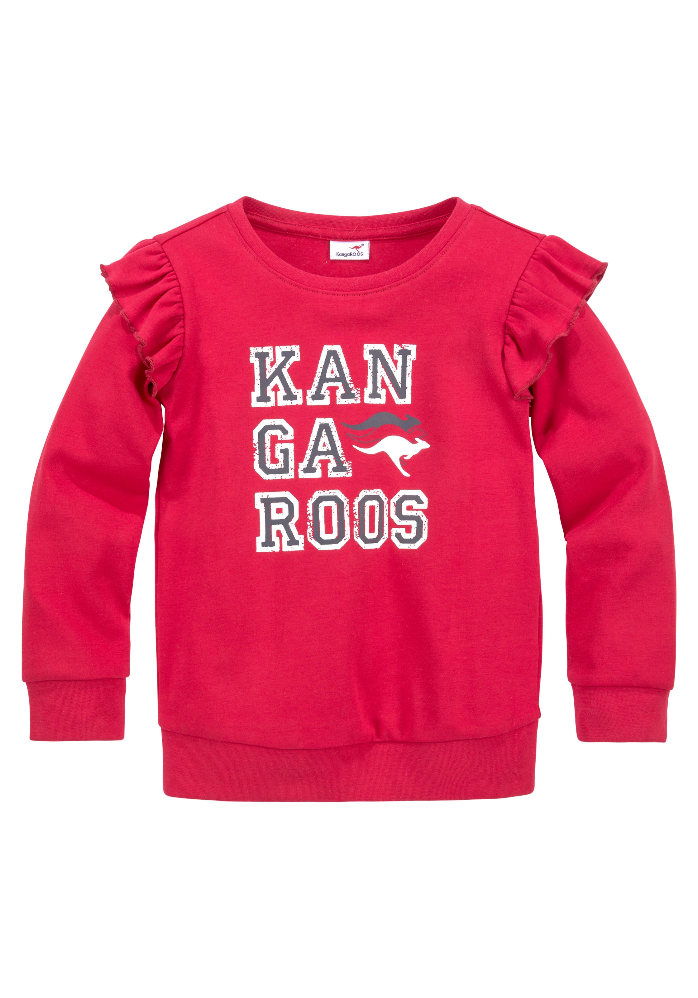 KangaROOS Sweatshirt »Kleine Mädchen«, mit Glitter und Rüschen an den Ärmeln