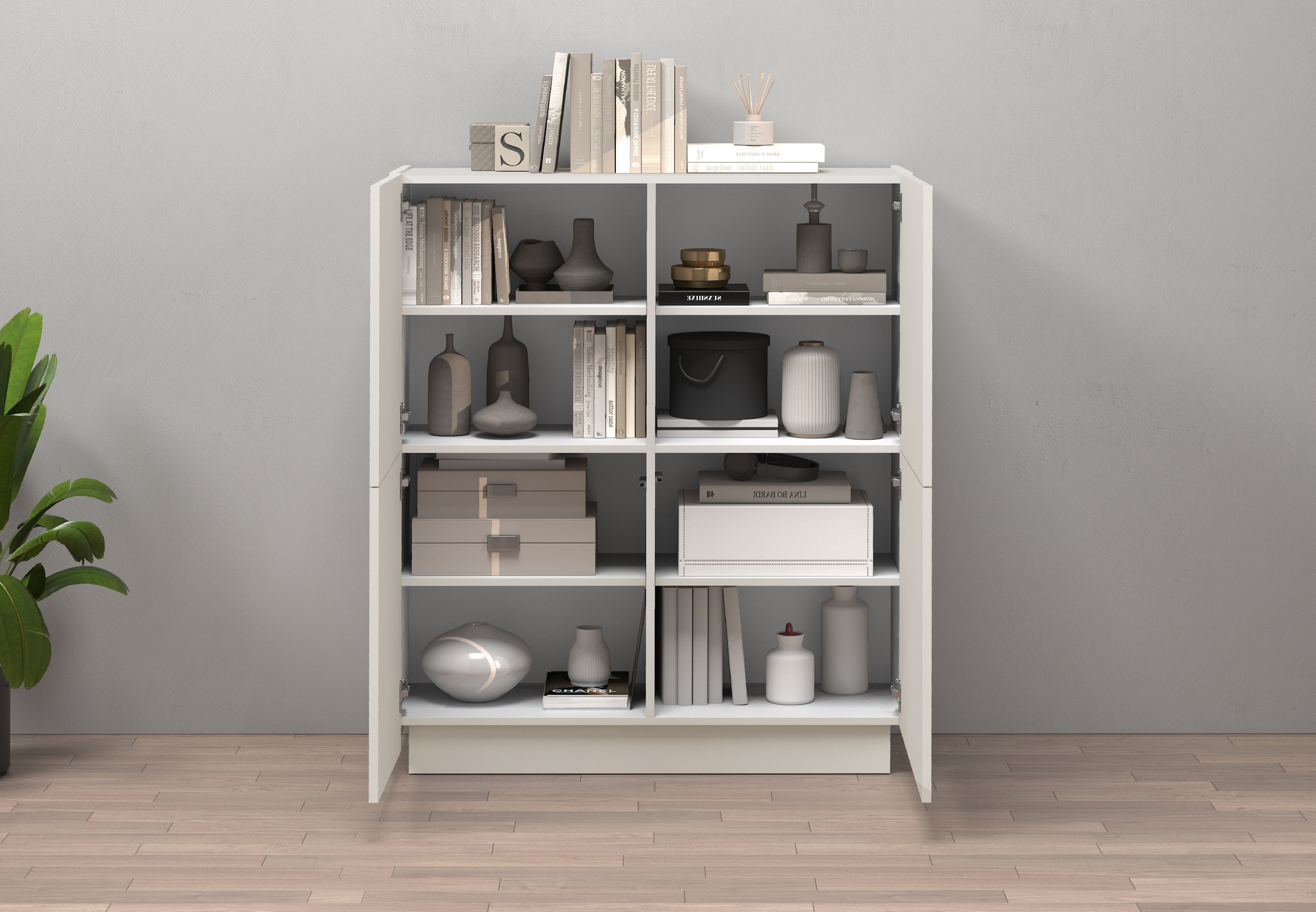 INOSIGN Highboard »VELA, Highboard, Höhe 120 cm,Design mit schrägen Türen«, (1 St.), Made in Italy, Masse-B/T/H: 100x35x120,hohes Sideboard,Anrichte,Kommode