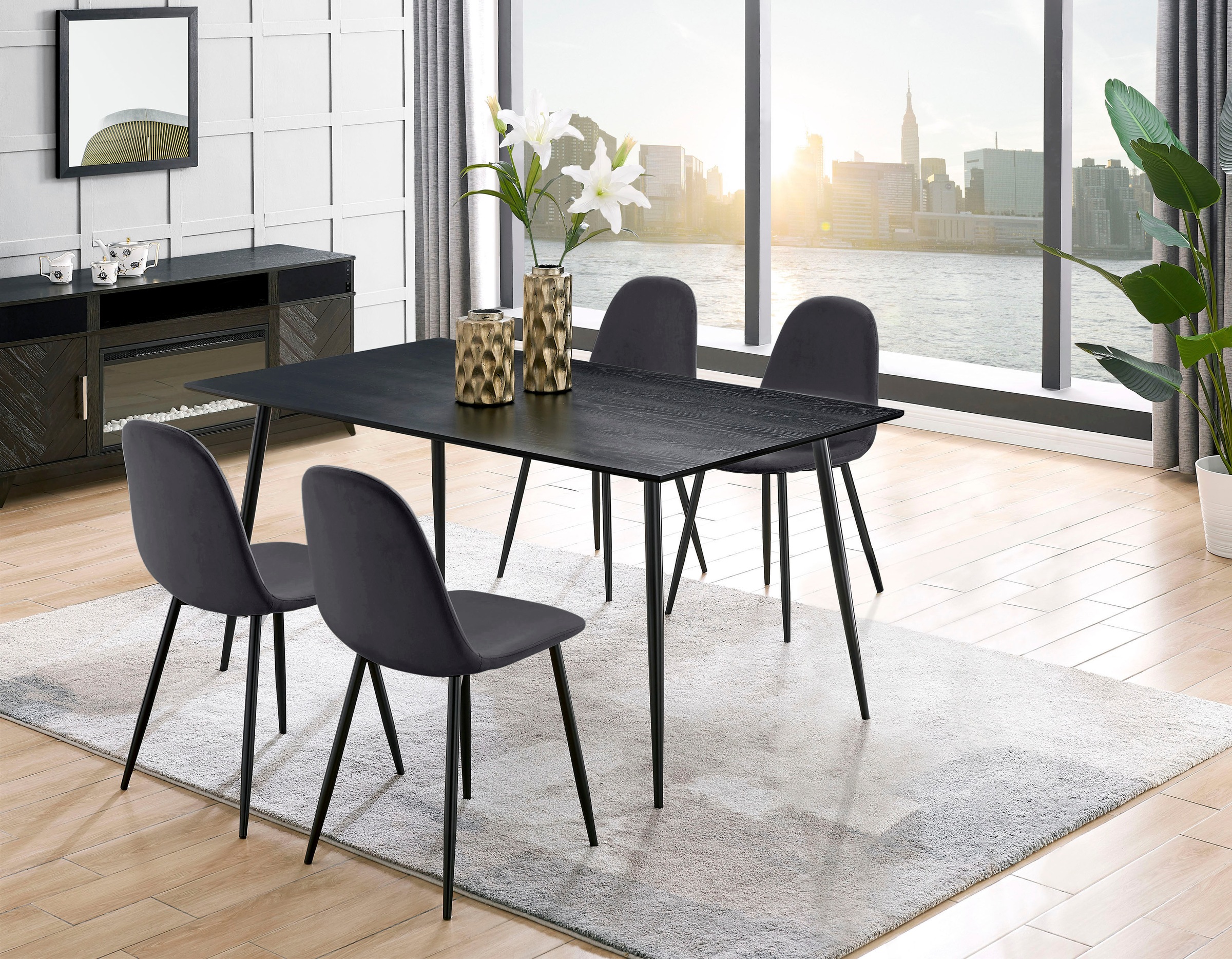 Image of GOODproduct Essgruppe "Eadwine, Tisch plus 4 Stühle, Sitzgruppe" Esstisch plus 4 Esszimmerstühle, 5 Stk. tlg.