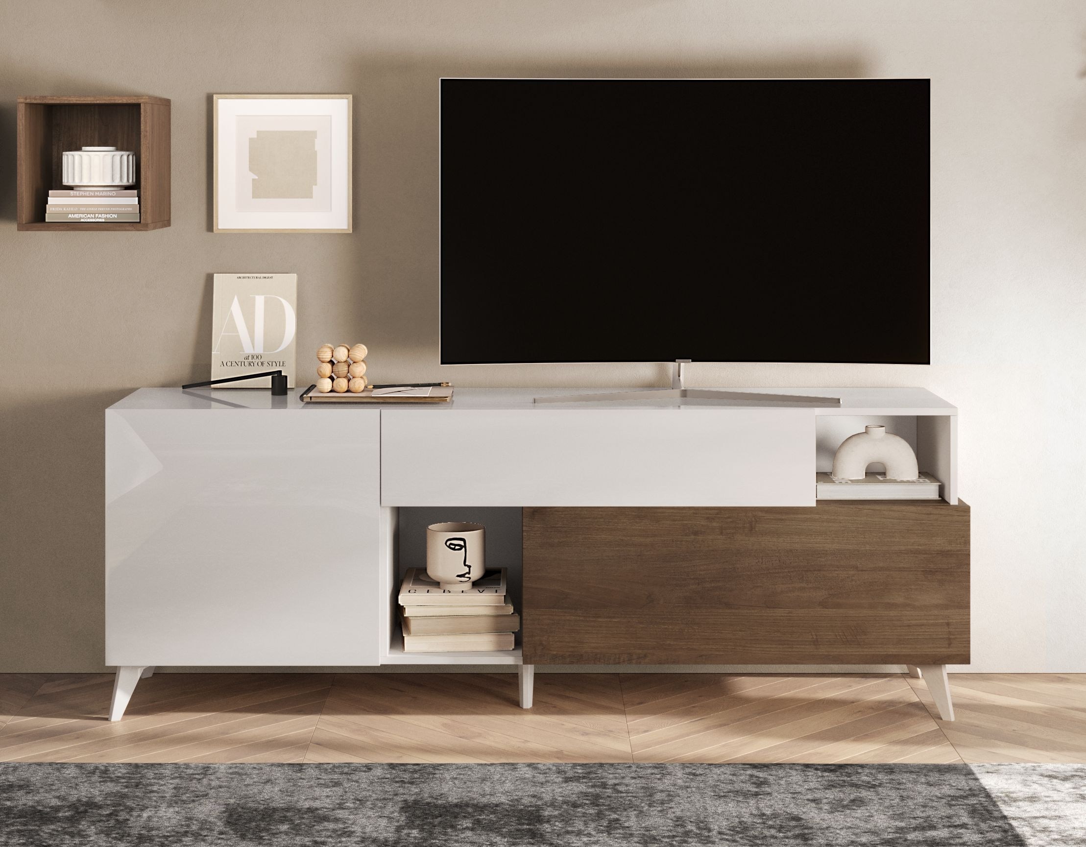 INOSIGN Lowboard »Monaco Breite 181 cm, TV-Board mit 1 Tür, 1 Klappe u. 1 Schubkasten«, Fernsehtisch, TV-Schrank, Soft/Self Closing
