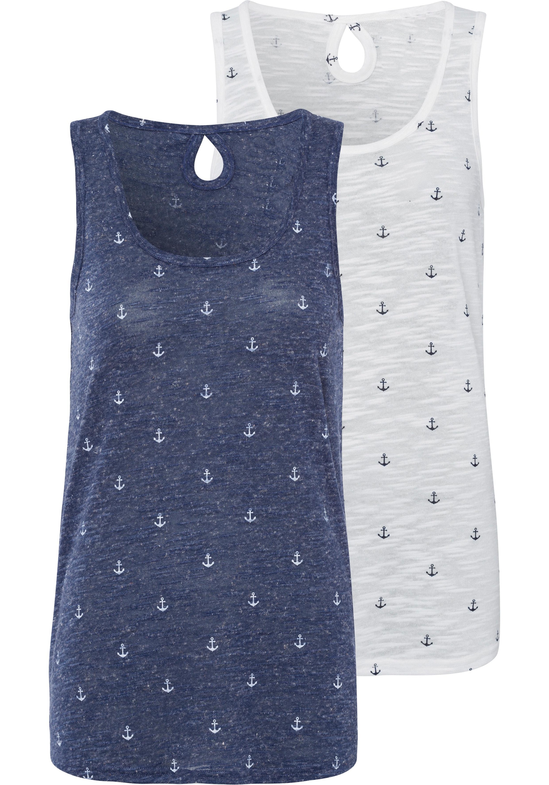 Image of Beachtime Tanktop, (2er-Pack), mit maritimem Anker-Druck bei Ackermann Versand Schweiz