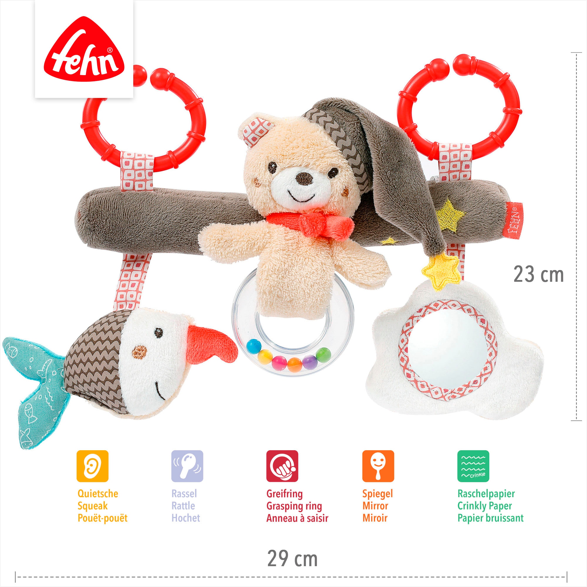 Fehn Greifspielzeug »Bruno, Activity-Trapez«, inklusive Befestigungsring