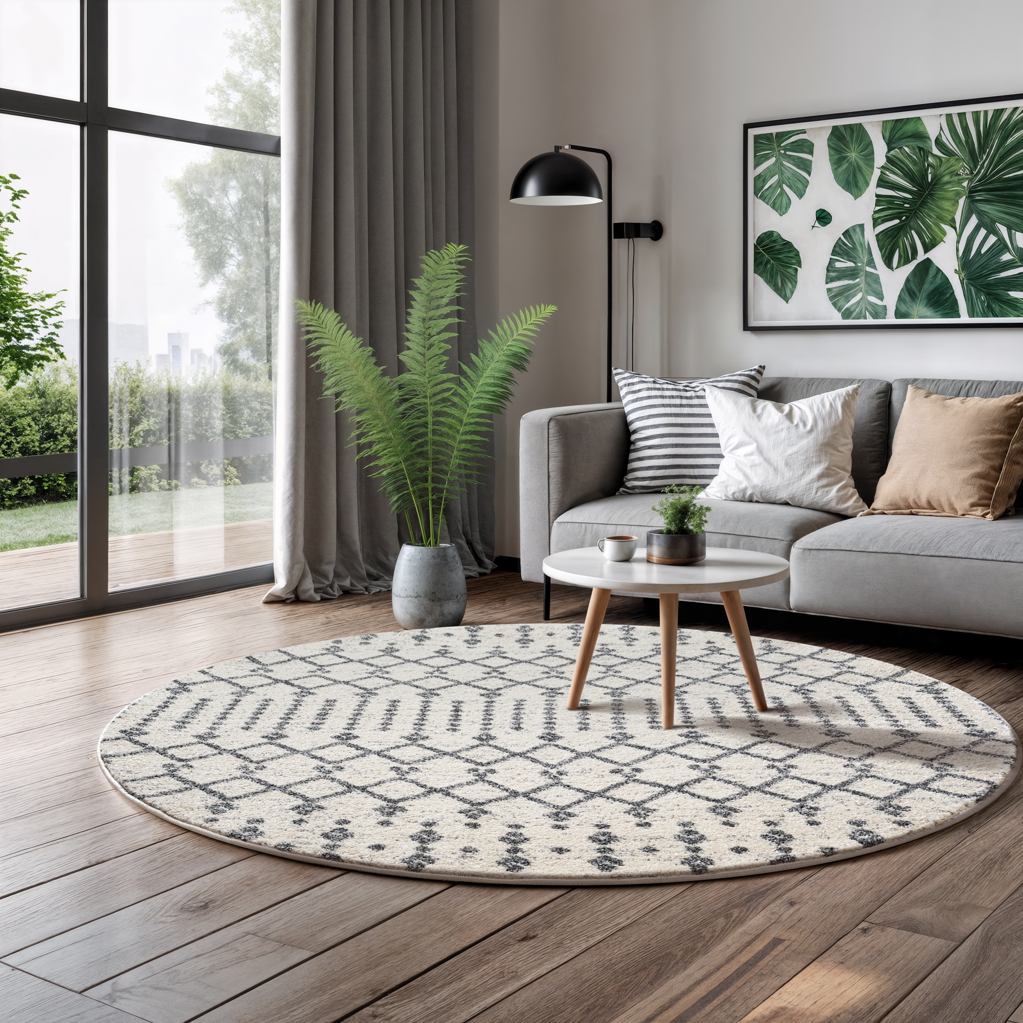 Sanat »Boho 8203  , auch als Läufer und in Rund« Rond 10 mm Höhe poils courts, robuste, bohème, scandinave, compatible chauffage au sol
