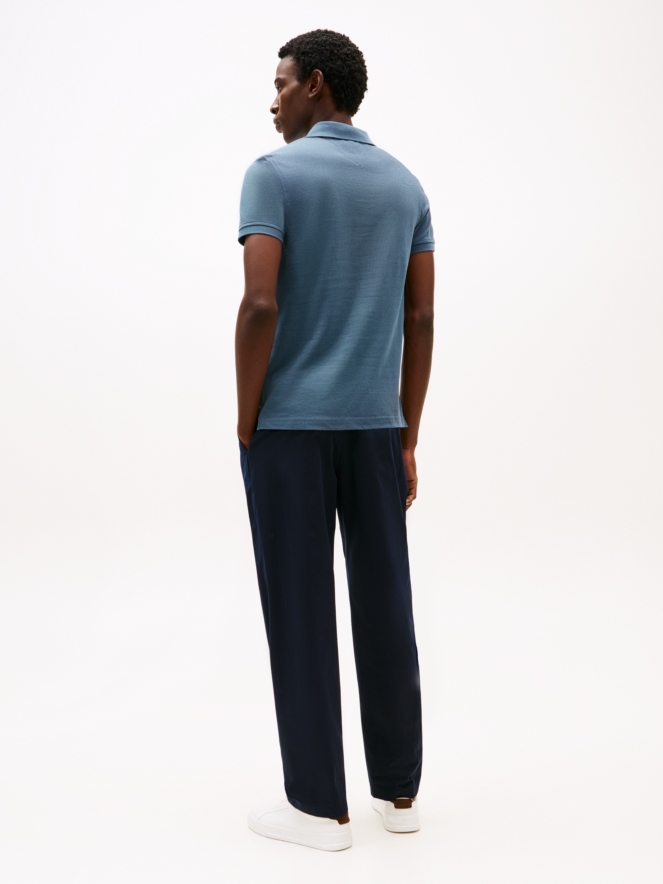 Tommy Hilfiger Poloshirt »1985 SLIM POLO mit Piqué-Struktur und Stickerei«, meliert, casual, slim fit, Baumwollmix, Polokragen