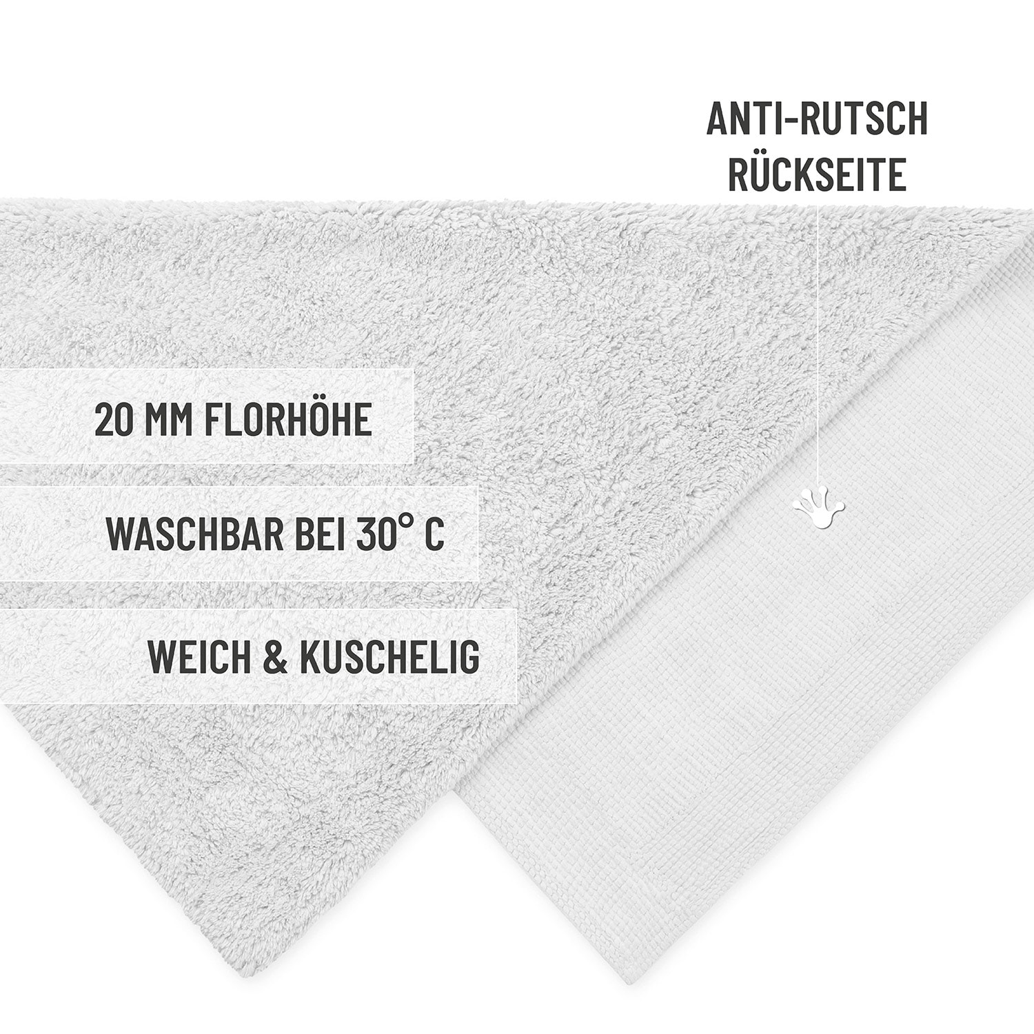 Wecon home Basics Badematte »Erik« Höhe 20 mm waschbar, rutschfest, sehr weich, strapazierfähig, pflegeleicht