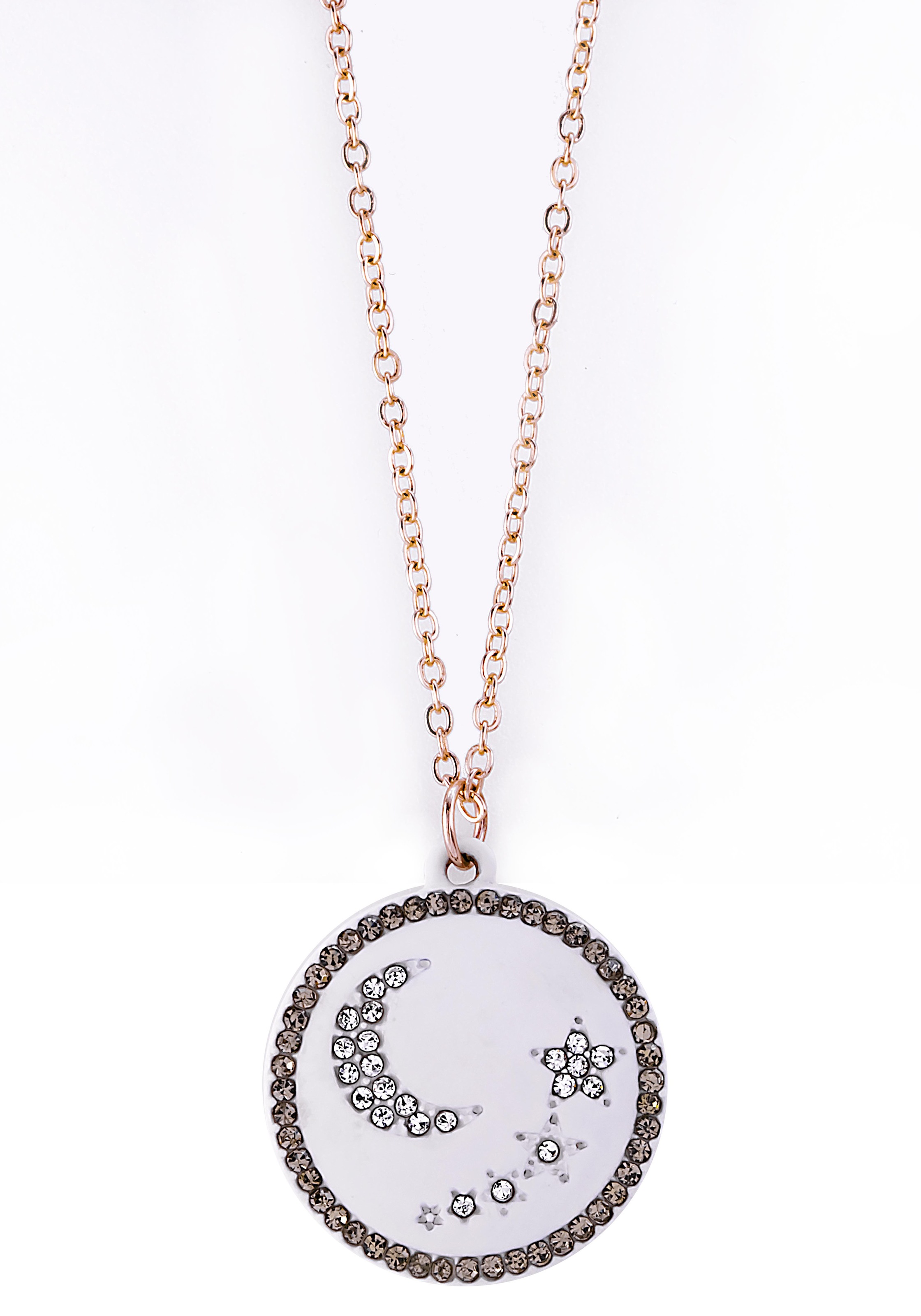 Image of J.Jayz Kette mit Anhänger »Mond und Sterne, rund, teilw. vergoldfarbenet«, mit Glassteinen bei Ackermann Versand Schweiz