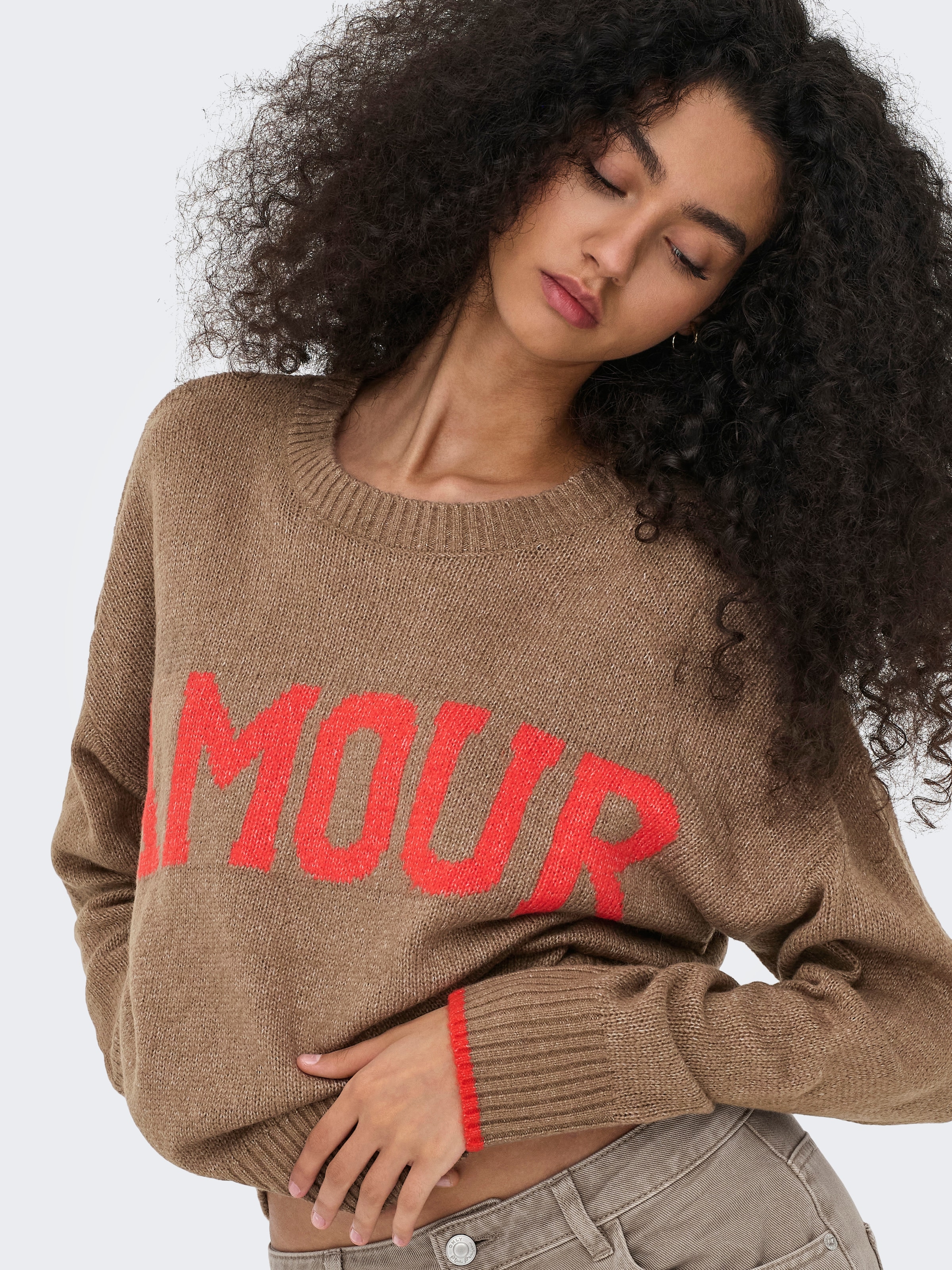 ONLY Pull à col rond »ONLNEW AMOUR LS TEXT O-NECK CS KNT«