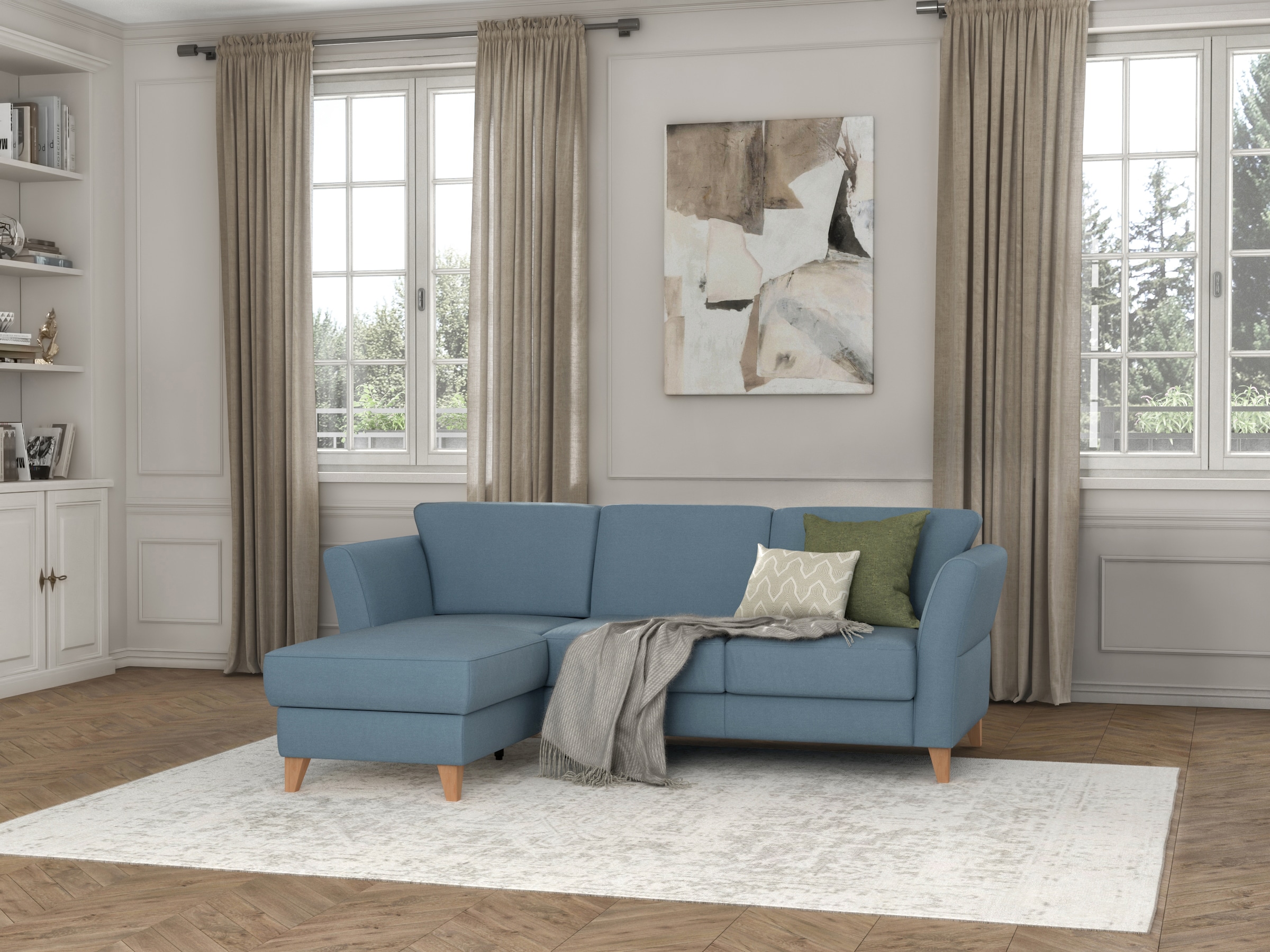 sit&more Ecksofa »Visby L-Form«, Wahlweise mit Bettfunktion und Bettkasten, frei im Raum stellbar