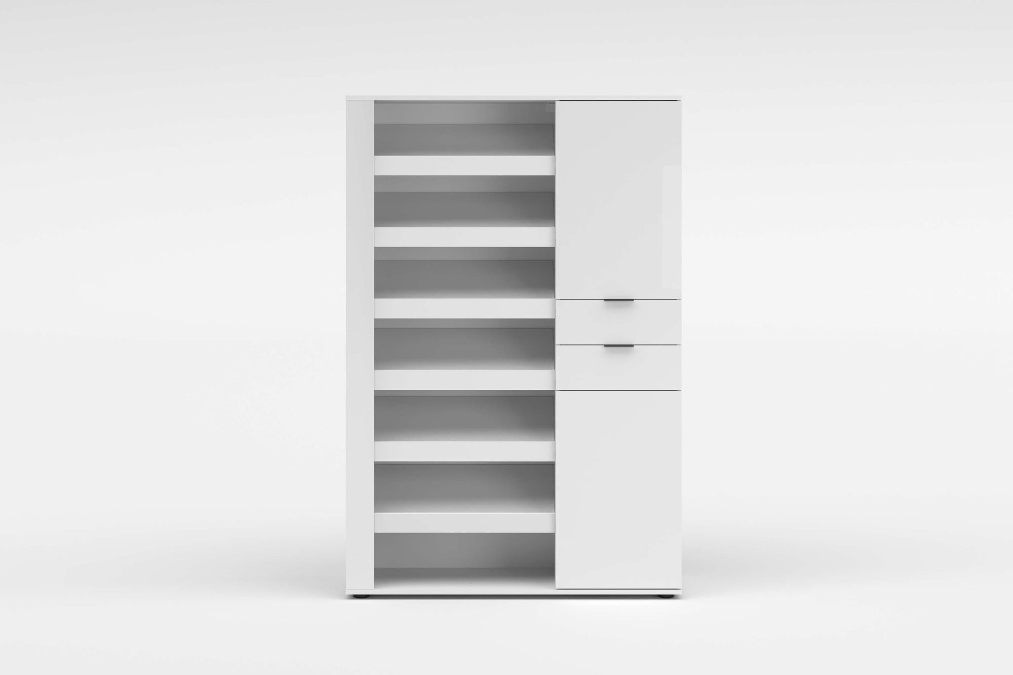 INOSIGN Schuhschrank »BOOST, Schuhschrank,Schuhregal, Breite 120 cm, LED optional bestellbar« 1 Stk. tlg. Hochglanz lackiert mit 7 offenen Fächern, 2 Türen und 2 Schubkästen