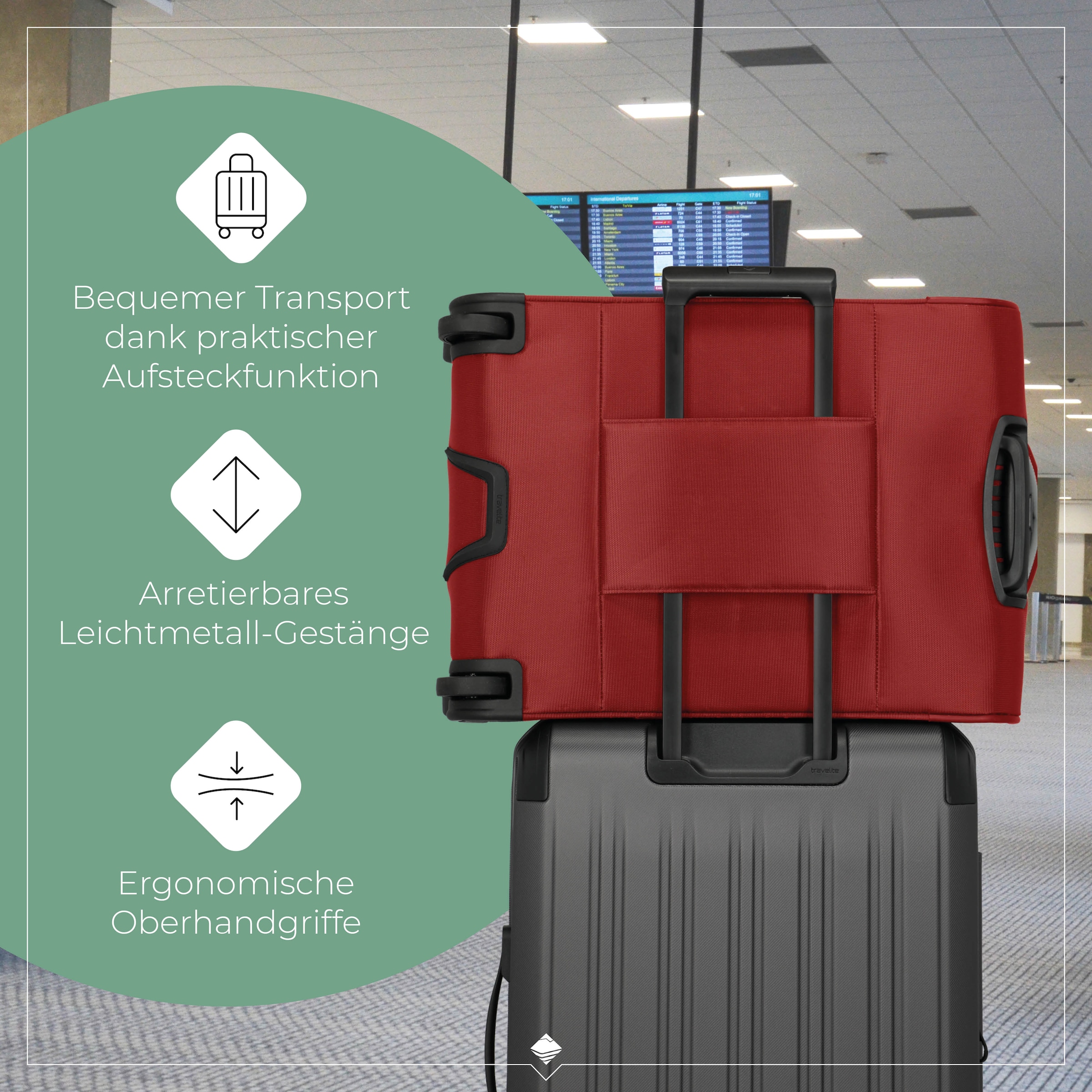 travelite Trolley pour bagages à main »JETPACK Multi Light 2 Cabin Handgepäck Koffer« 41 litre 2 Rollen bagage souple, compatible Ryanair, Condor et de nombreuses compagnies aériennes courantes
