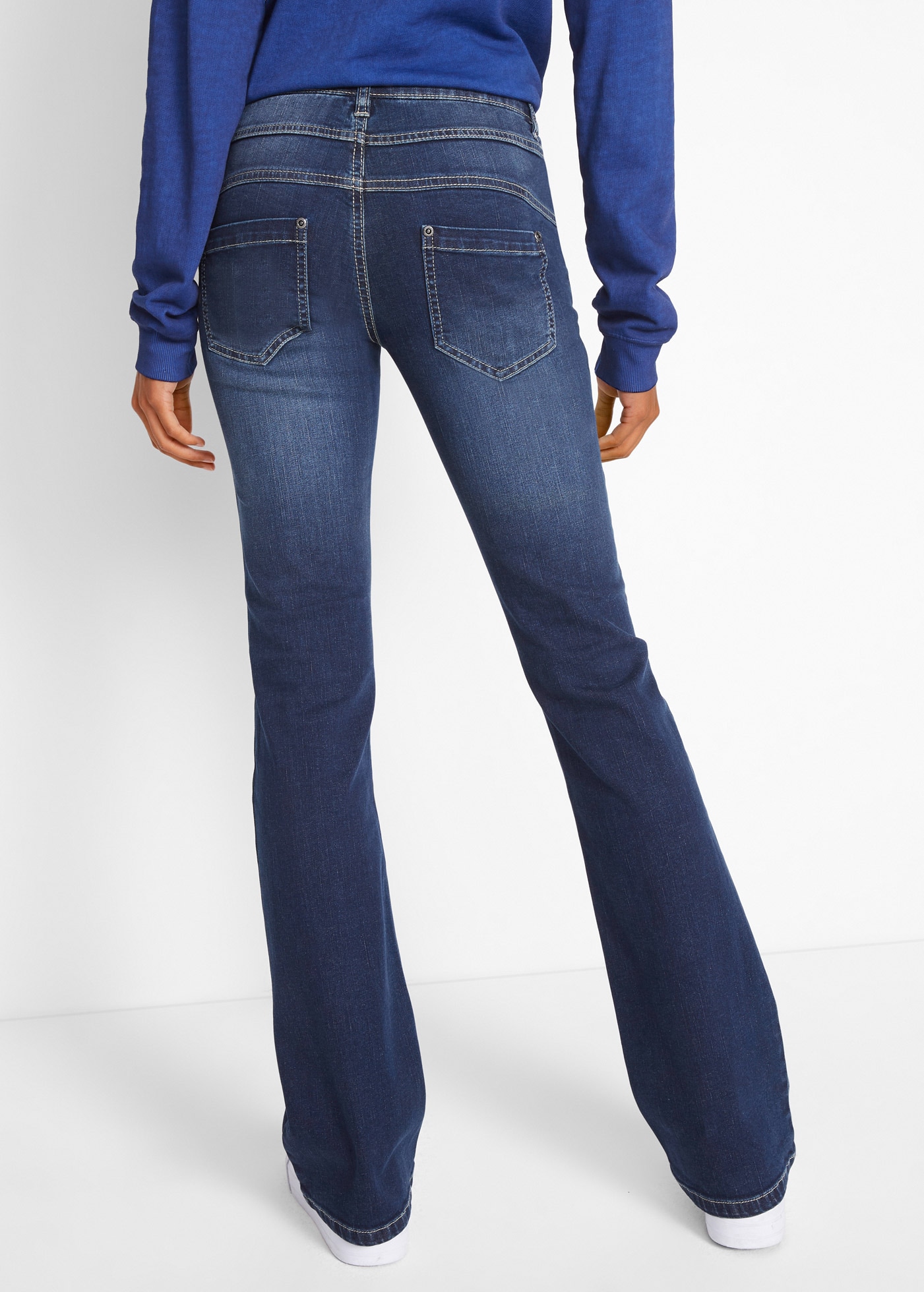bonprix Bootcut-Jeans »Bootcut Jeans Mid Waist, Stretch« Regular Fit, mit Teilungsnaht an der Vorderseite