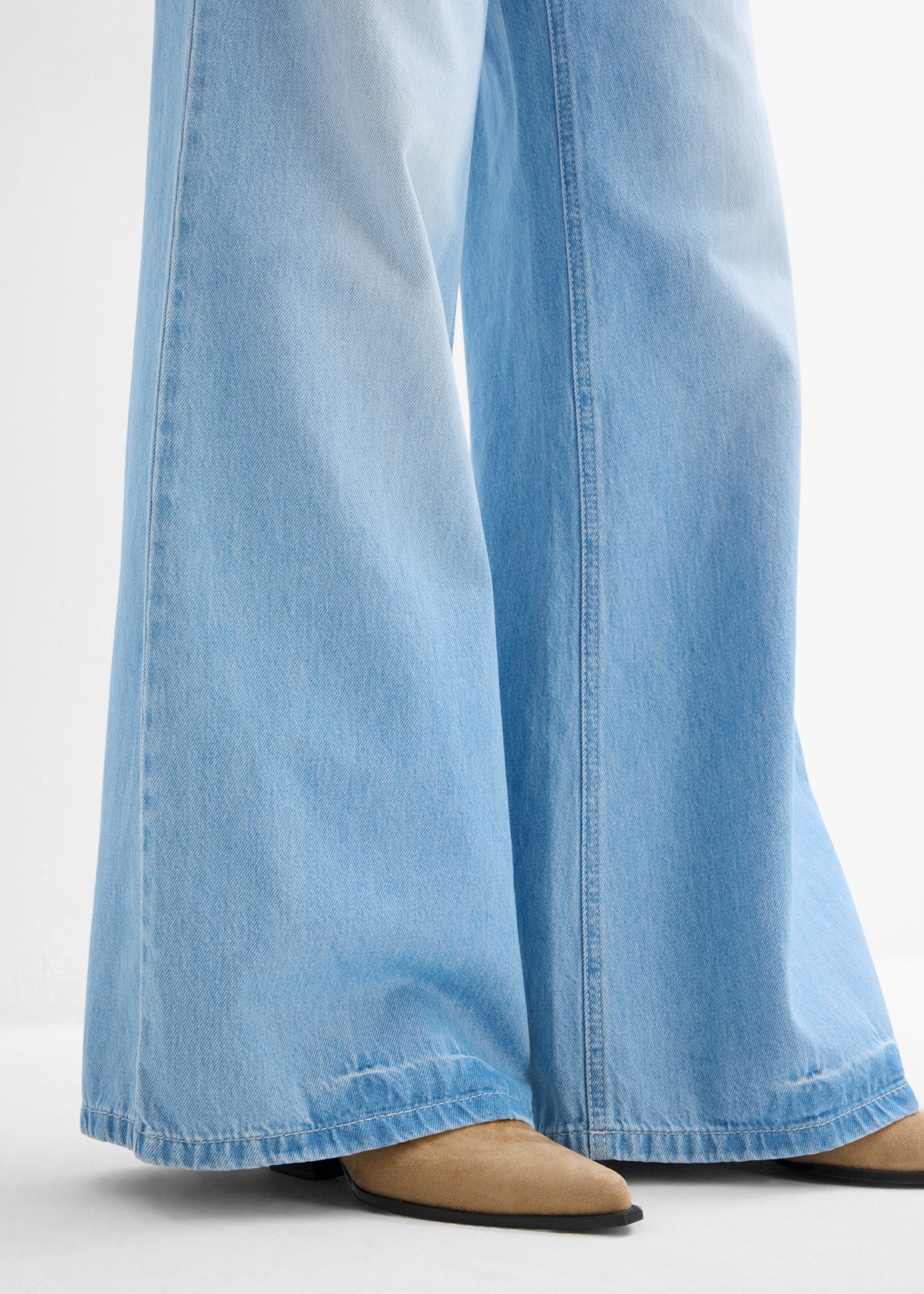 bonprix Jeans large coupe large, design 5 poches, ceinture élastique confortable, taille haute