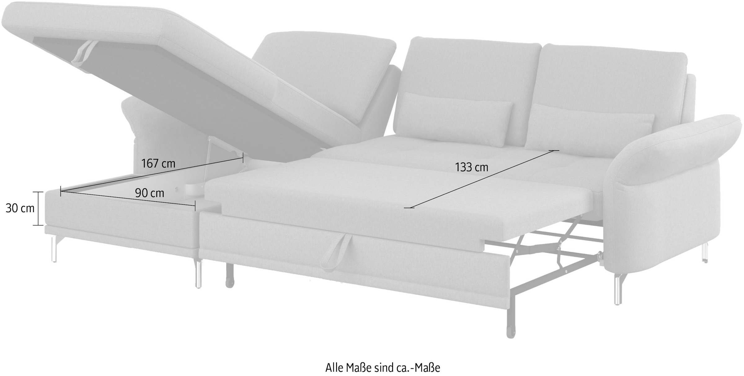 INOSIGN Ecksofa »Palm Beach L-Form«, Federkern, mit Sitztiefenverstellung, wahlweise mit Bettfunktion