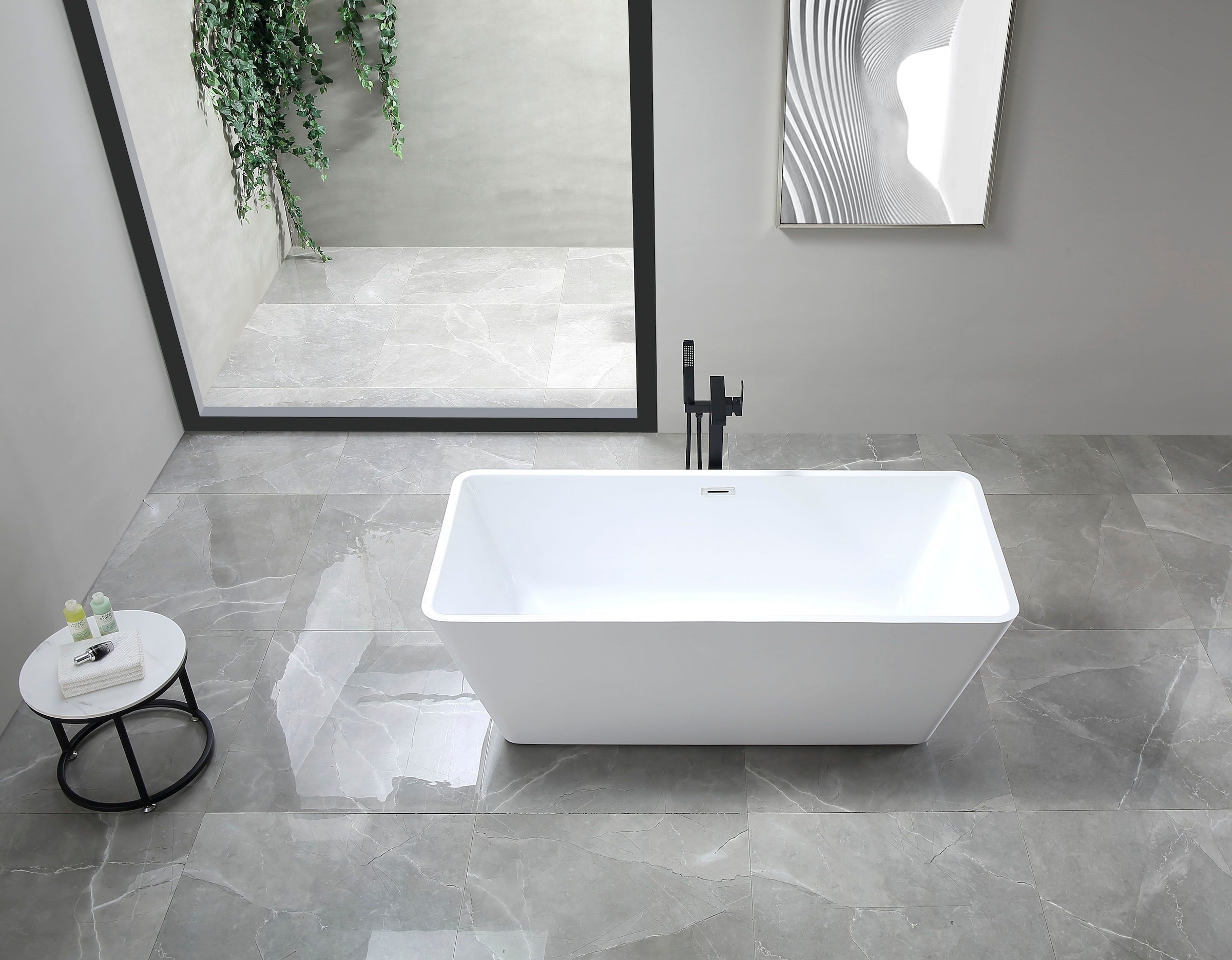 GOODproduct Badewanne »Sagres« Höhe 60 cm mit Ablaufstöpsel | verstellbare Füsse | Überlauf Freistehend, 170x74x60 (LxBxH), Sanitäracryl, mit Pop Up Ventil