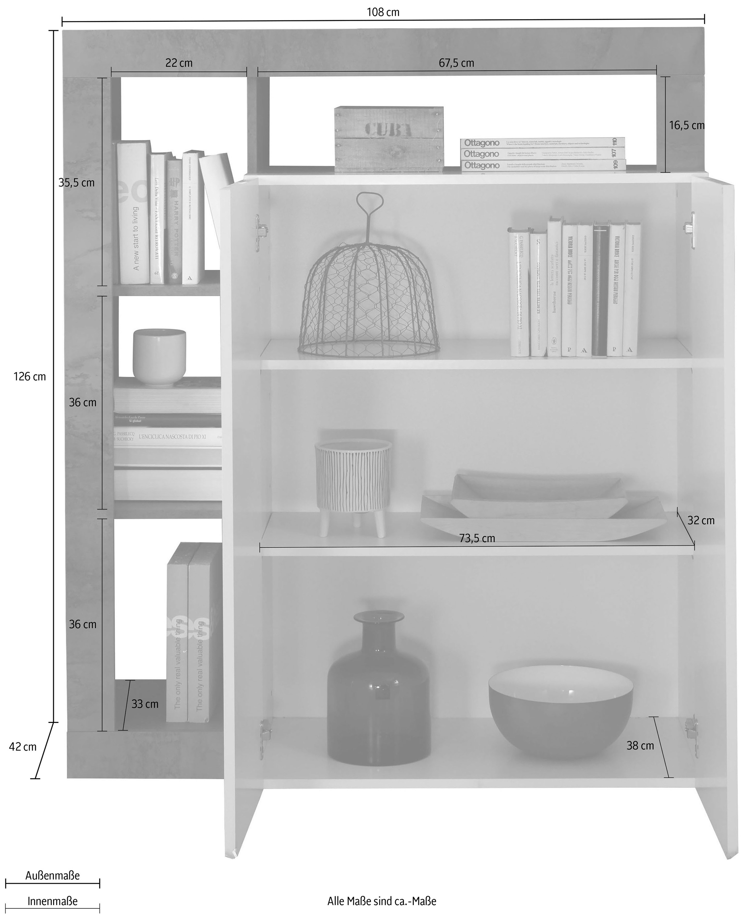 INOSIGN Highboard »Hamburg«, Breite 108 cm