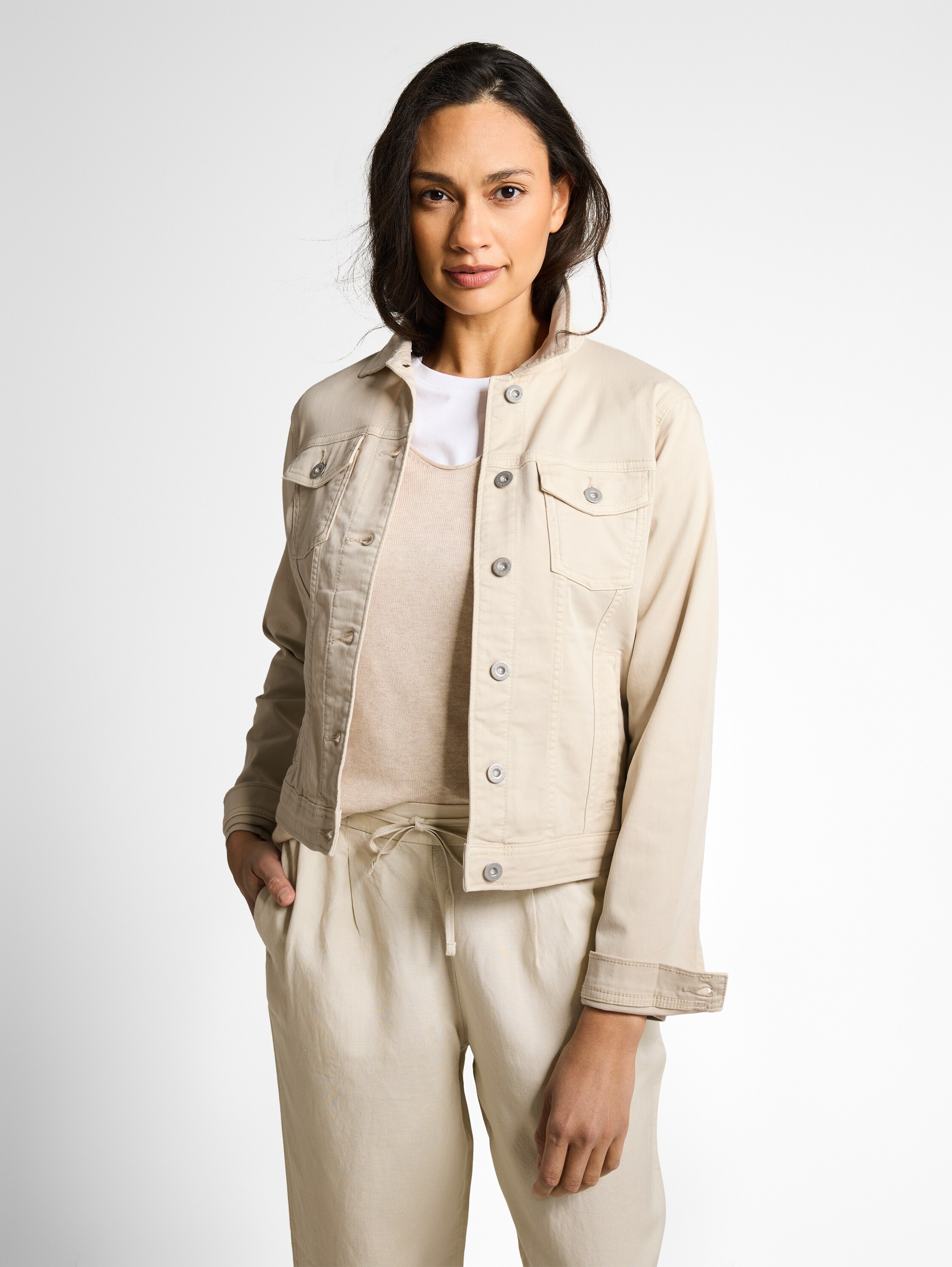 Image of TOM TAILOR Jeansjacke ohne Kapuze mit Knopfleiste und Stretch