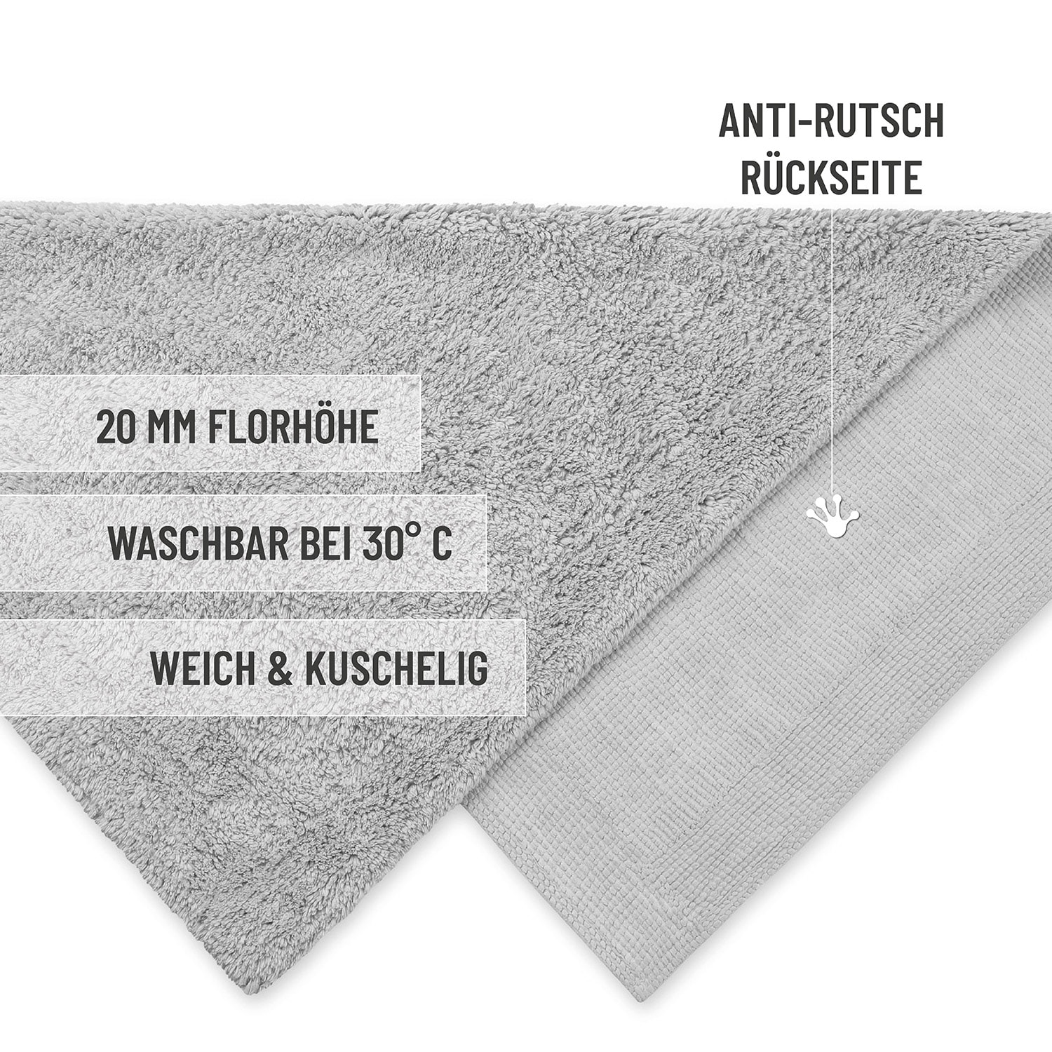 Wecon home Basics »Erik« Höhe 20 mm lavable, antidérapant, très doux, résistant, facile d'entretien