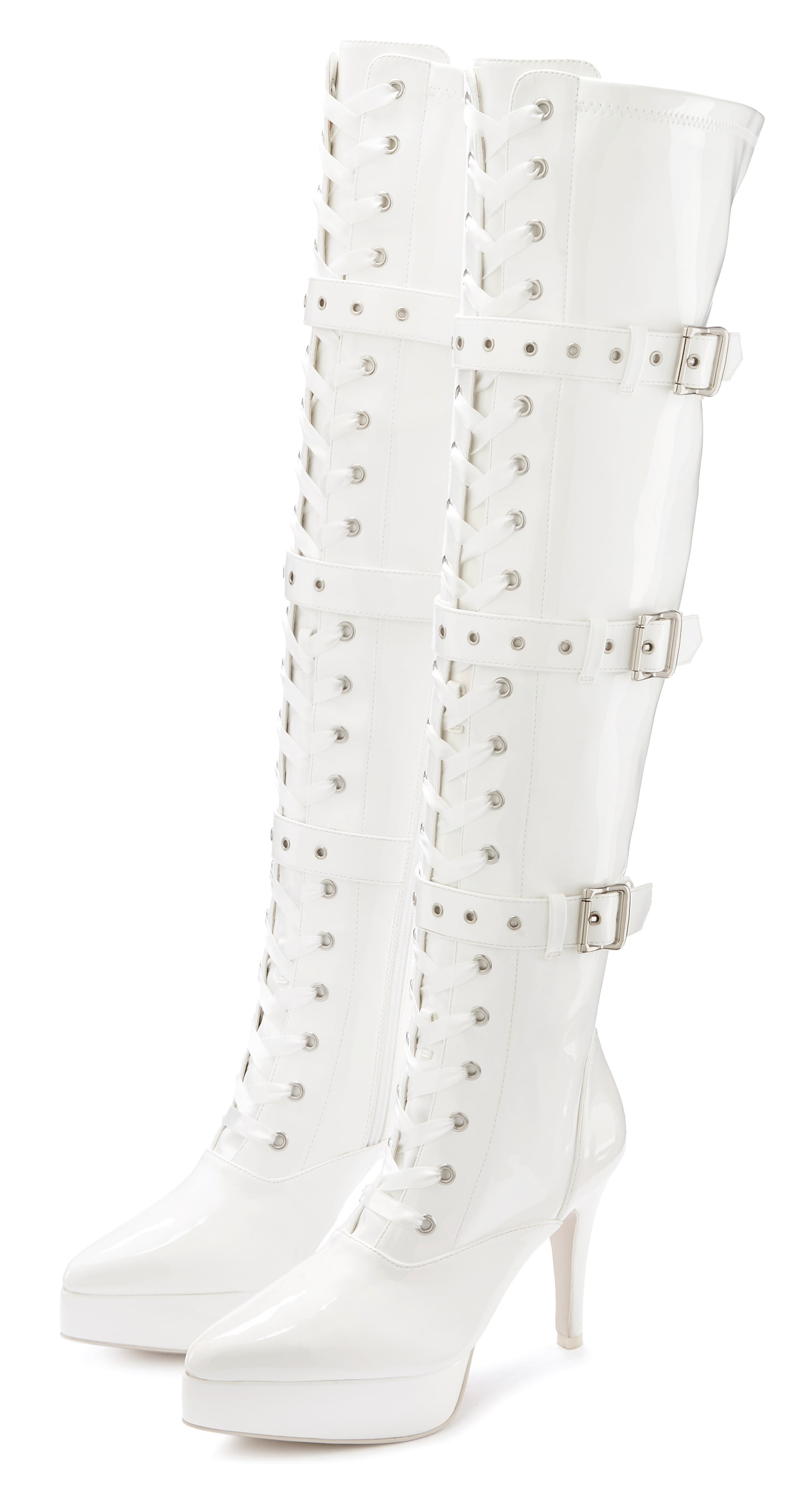 Image of LASCANA Belle Affaire Overkneestiefel "High-Heel-Stiefelette mit Plateau" erotische Lack-Optik, mit Zierschnallen