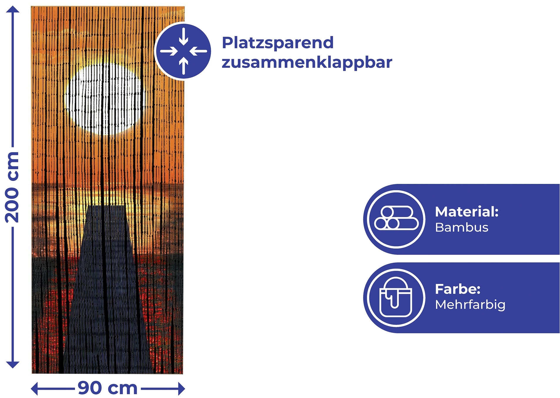 Maximex Türvorhang »Modell Sonnenuntergang«, (1 St.), Insekten- und Sichtschutz aus Bambus, für Balkon oder Terrasse