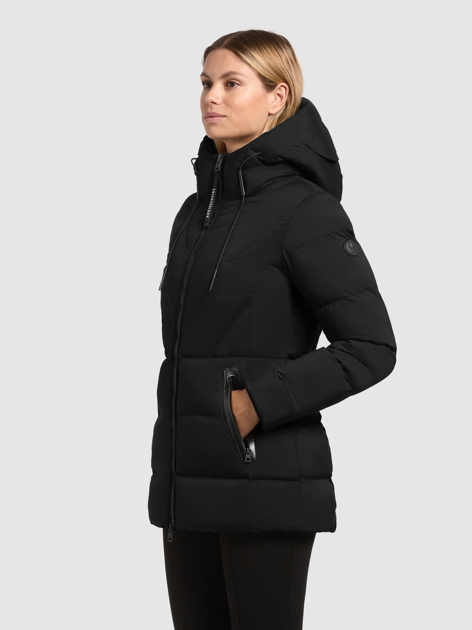 khujo Veste matelassée »RABB« mit Kapuze Applikationen aus Lederimitat