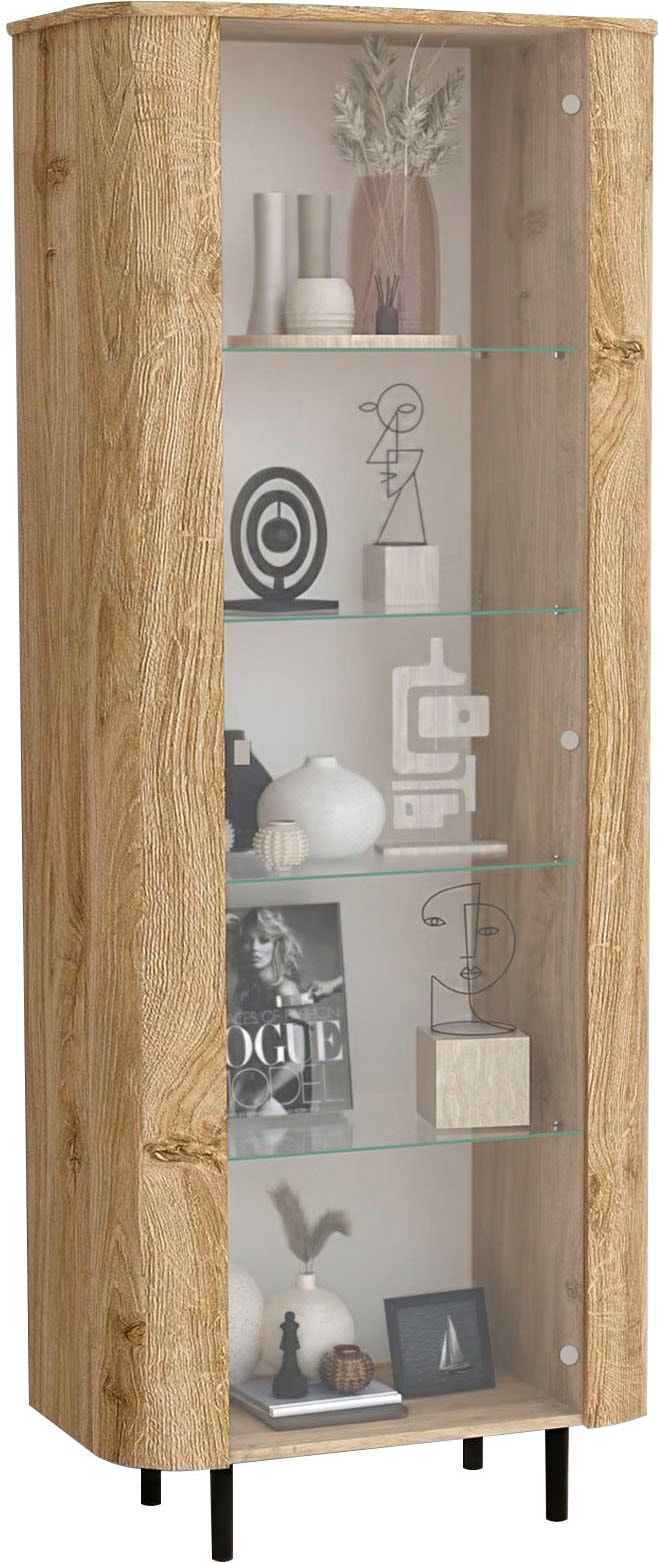 Image of Home affaire Vitrine "Murano, Standvitrine H 200 cm, B 80 cm, 1 Tür, Vitrinenschrank" Formgebogenes MDF, Stirnseiten mit Rundung, Metallfüsse, stilvoll