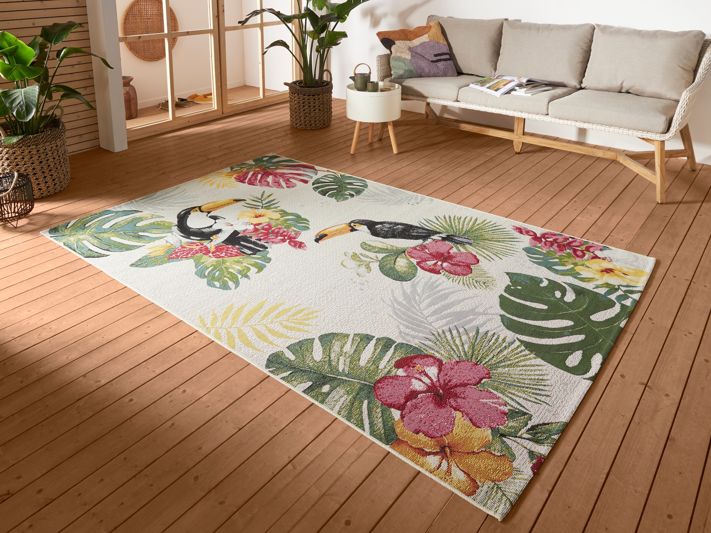 Image of HANSE Home Outdoorteppich "Tropical Dream" rechteckig 3 mm Höhe In-& Outdoor, Teppich, Wetterfest, Balkon, Garten, Wohnzimmer, Floral