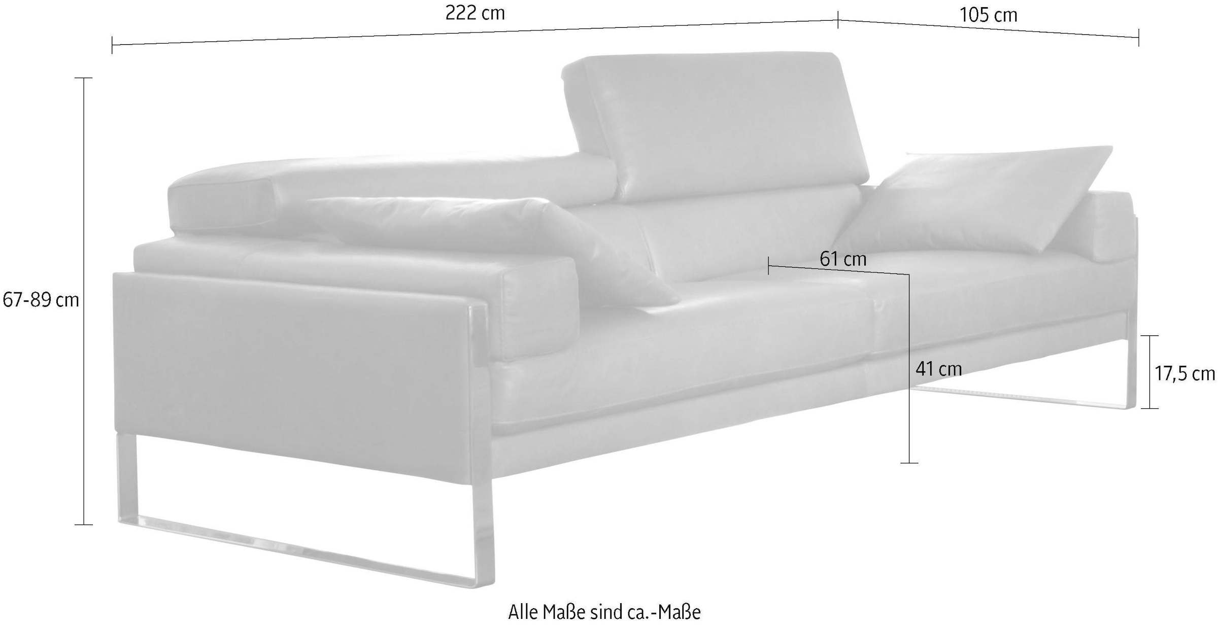 CALIA ITALIA 3-Sitzer »Romeo, Designsofa der Extraklasse mit tollem Sitzkomfort«, und erstklassigem Lederbezug