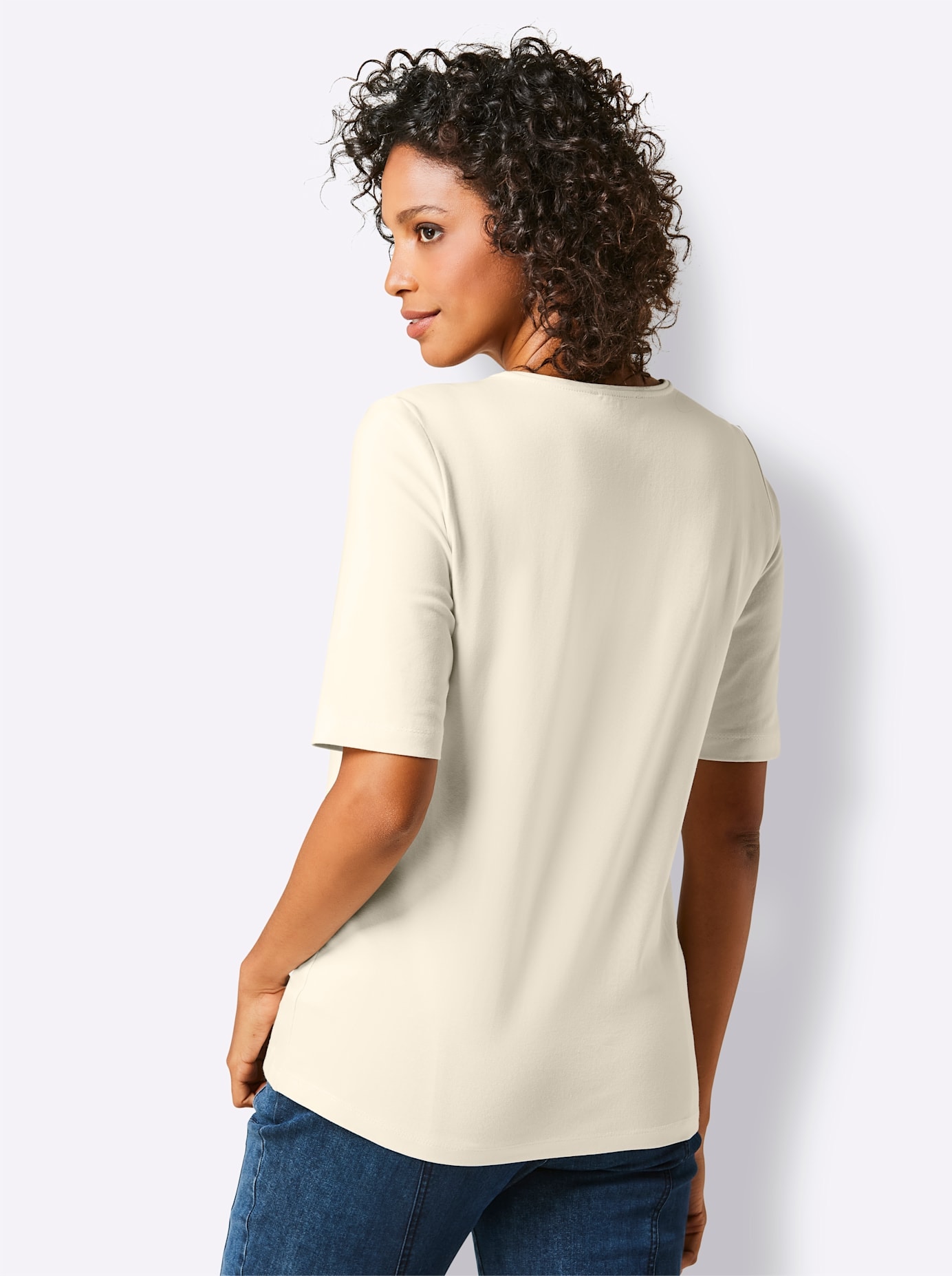 CREATION L PREMIUM V-Shirt »Pima-Baumwoll-Shirt«, (1 tlg.)
